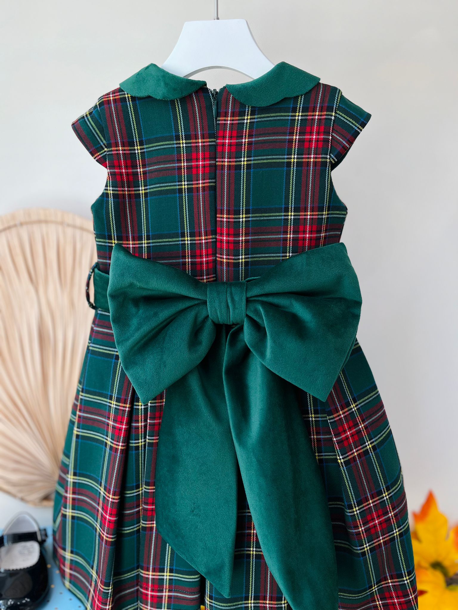 ABITO A GIRO MANICA VERDE TARTAN - Noi da piccoli