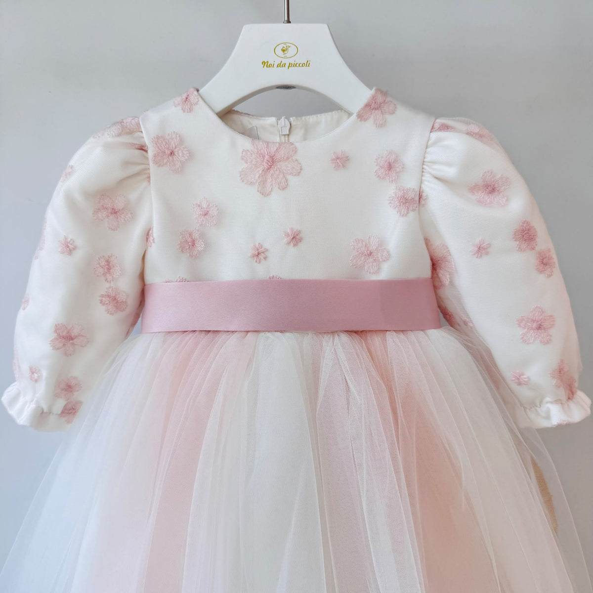 ABITO ABITO ELEGANTE CON DELICATA FANTASIA FLOREALE IN RILIEVO ROSA - Noi da piccoli