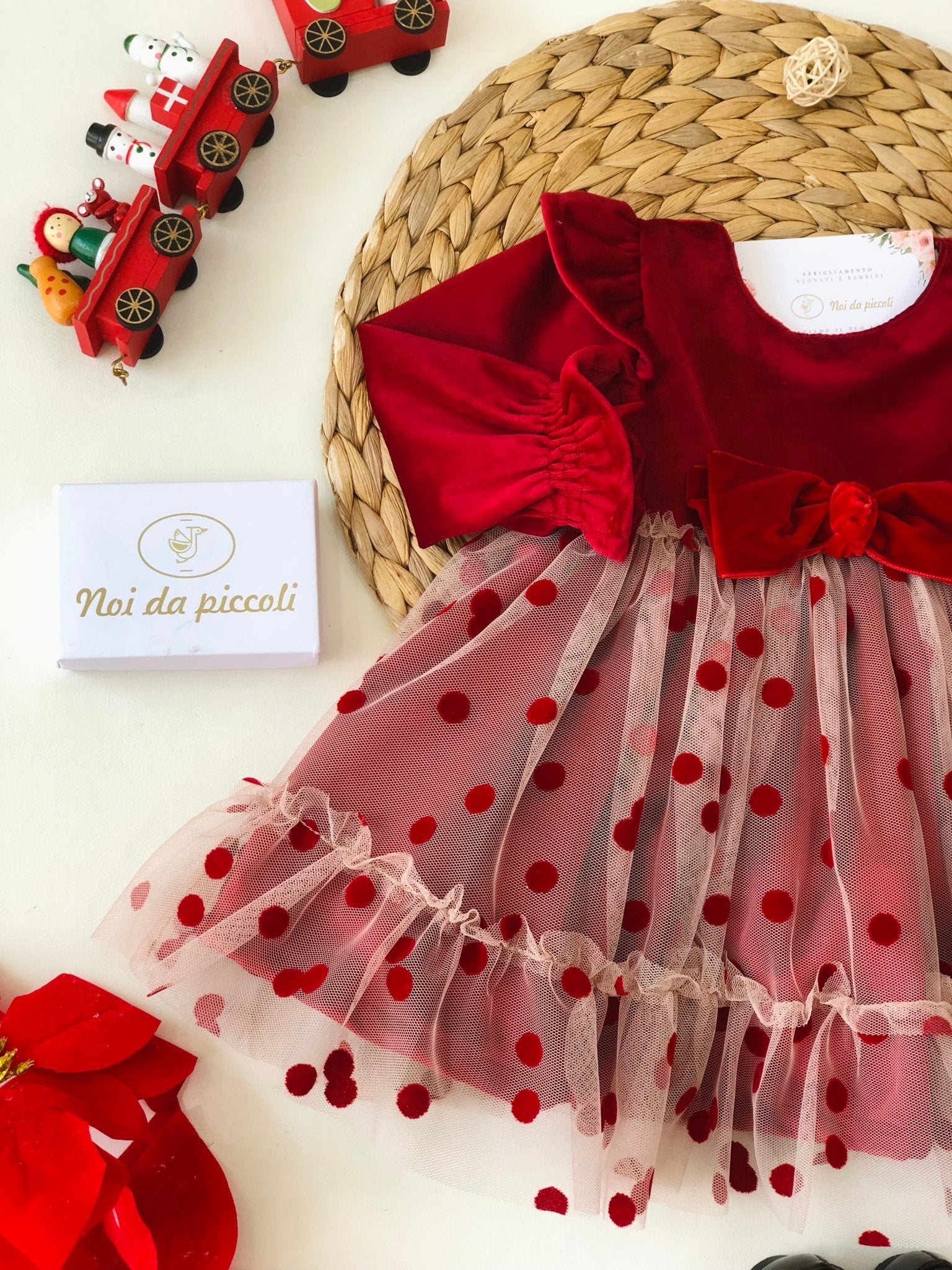 ABITO BORDEAUX E BEIGE POIS VELLUTO - Noi da piccoli