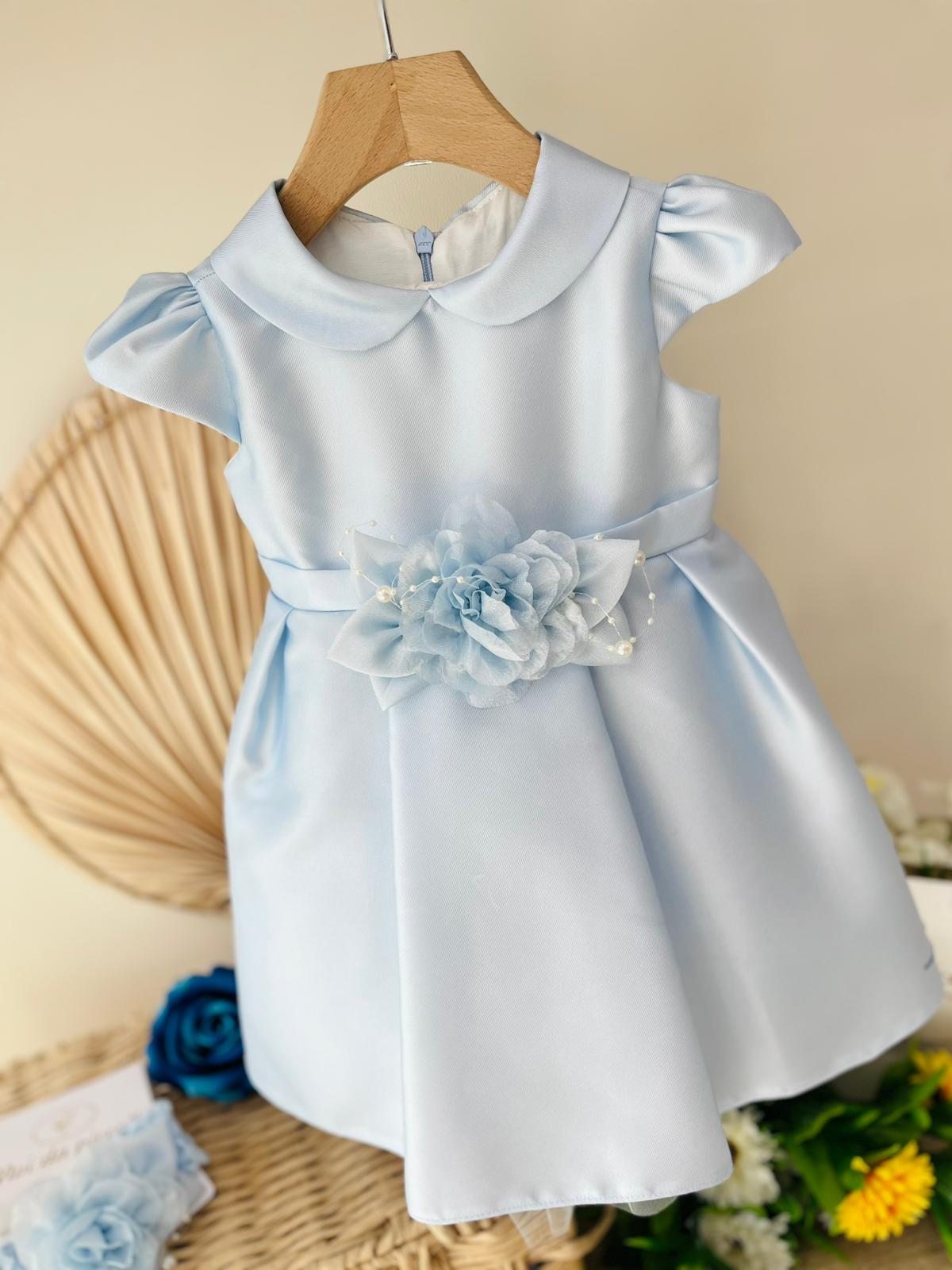 ABITO CERIMONIALE CIELO CON TULLE E FIORE CENTRALE - Noi da piccoli