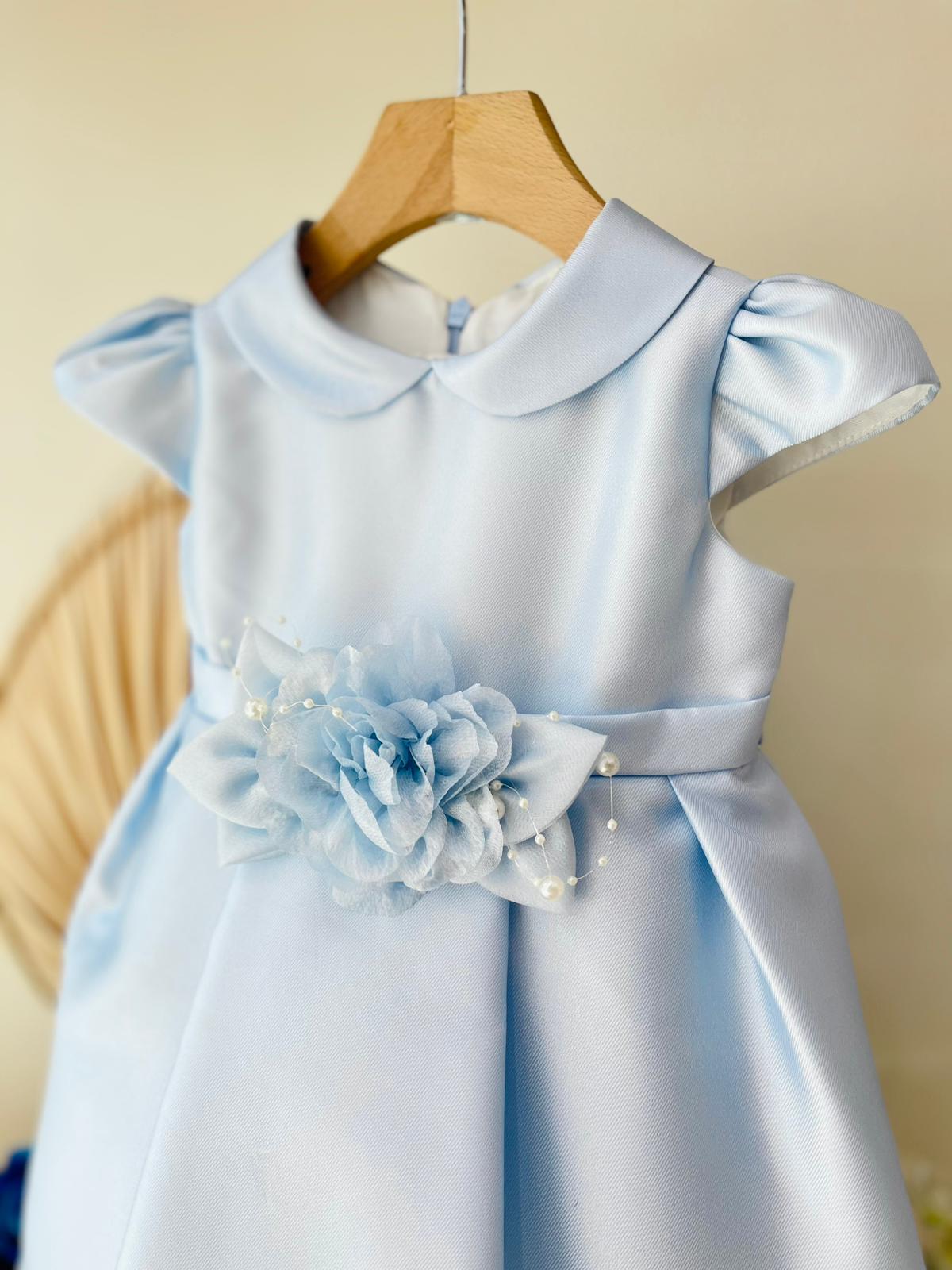 ABITO CERIMONIALE CIELO CON TULLE E FIORE CENTRALE - Noi da piccoli