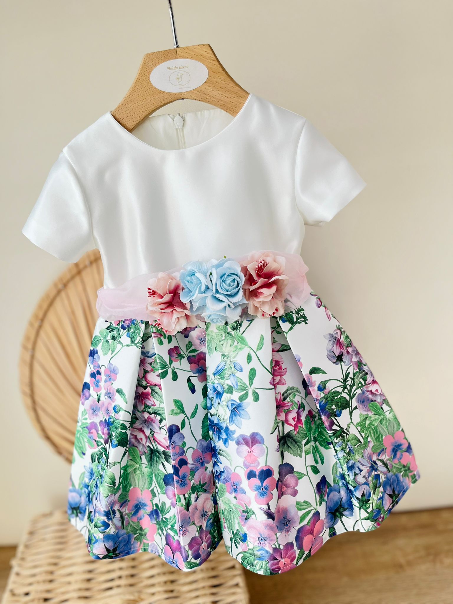 ABITO CERIMONIALE FLOREALE BIANCO - Noi da piccoli
