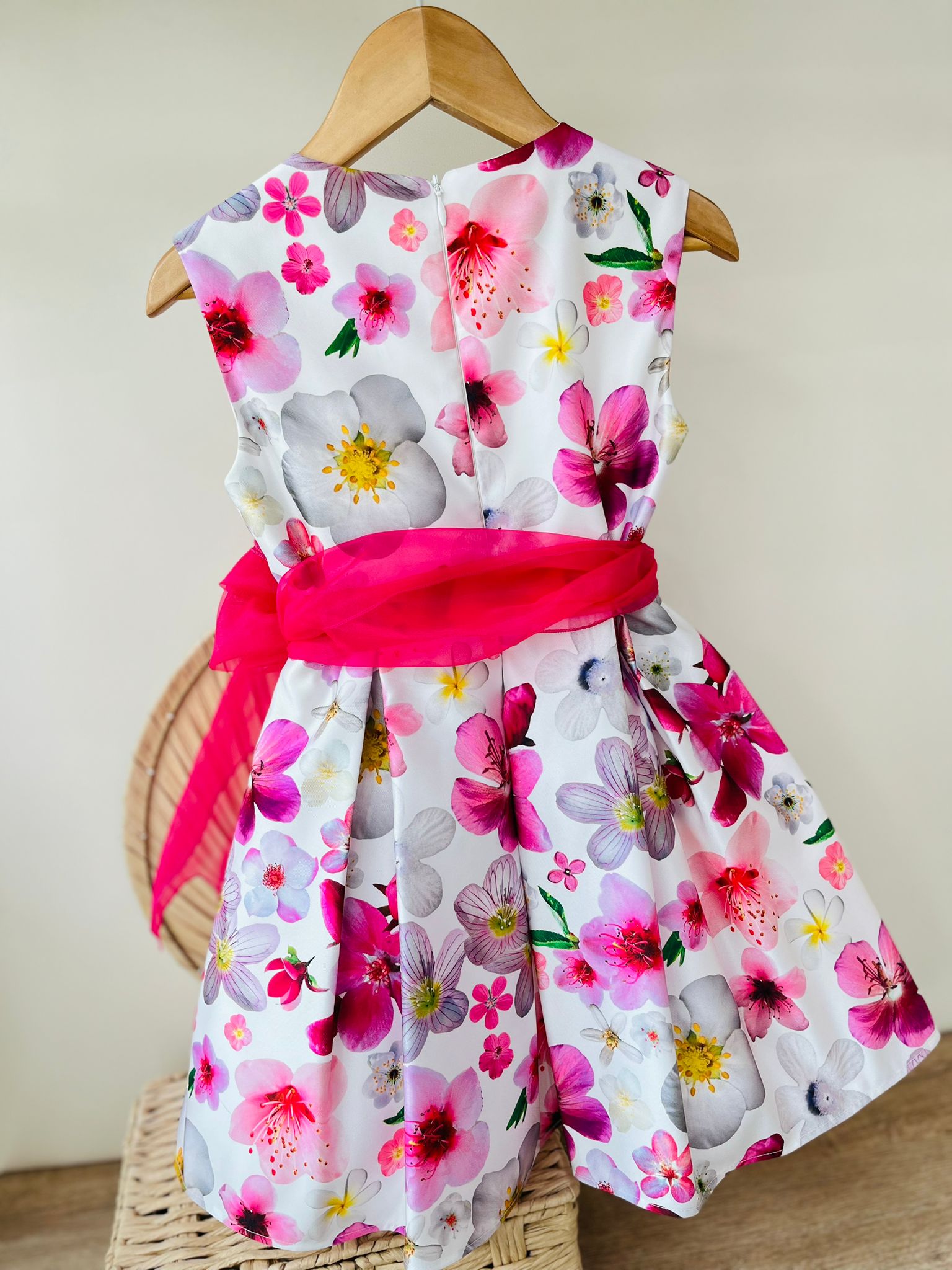 ABITO CERIMONIALE FLOREALE FUCSIA - Noi da piccoli