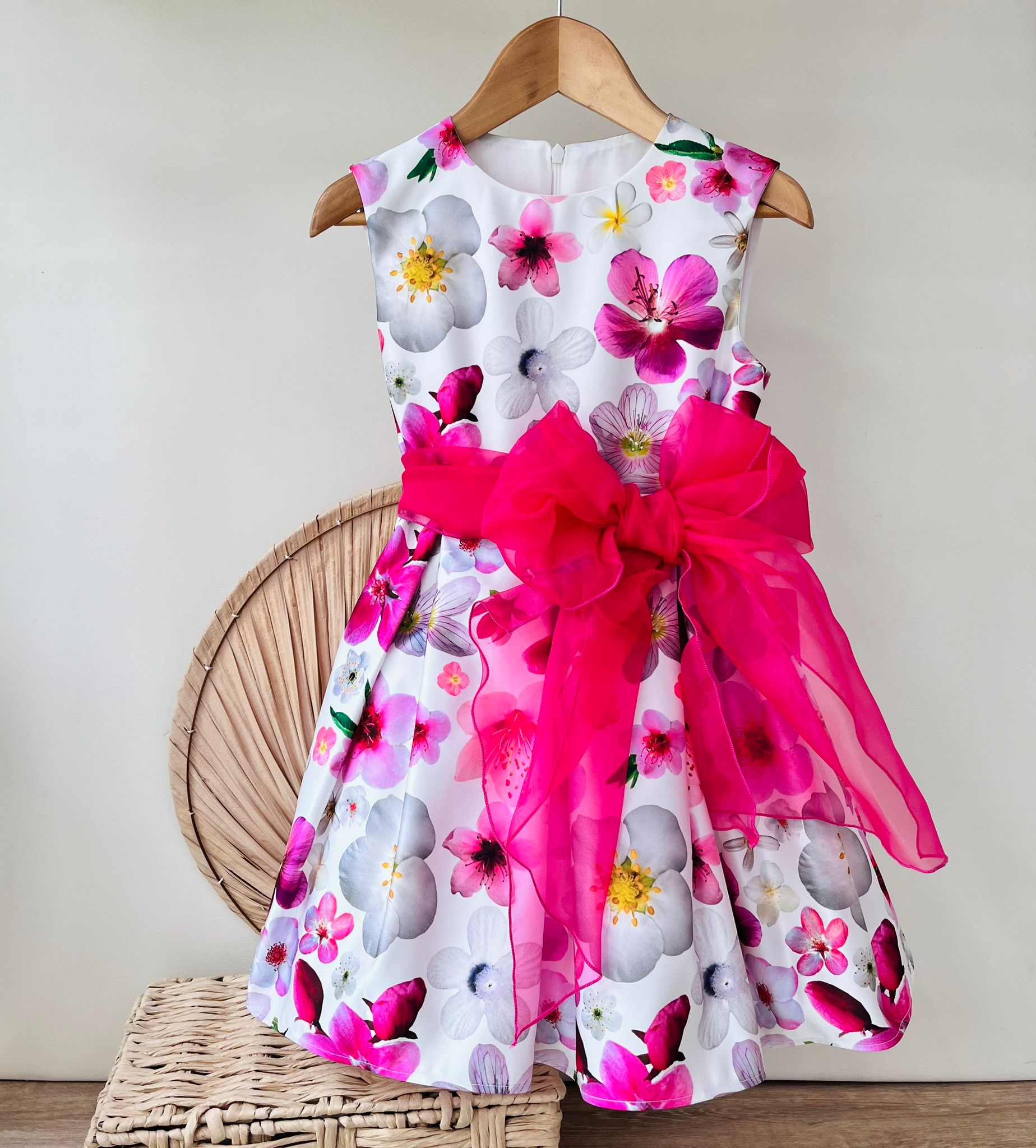 ABITO CERIMONIALE FLOREALE FUCSIA - Noi da piccoli