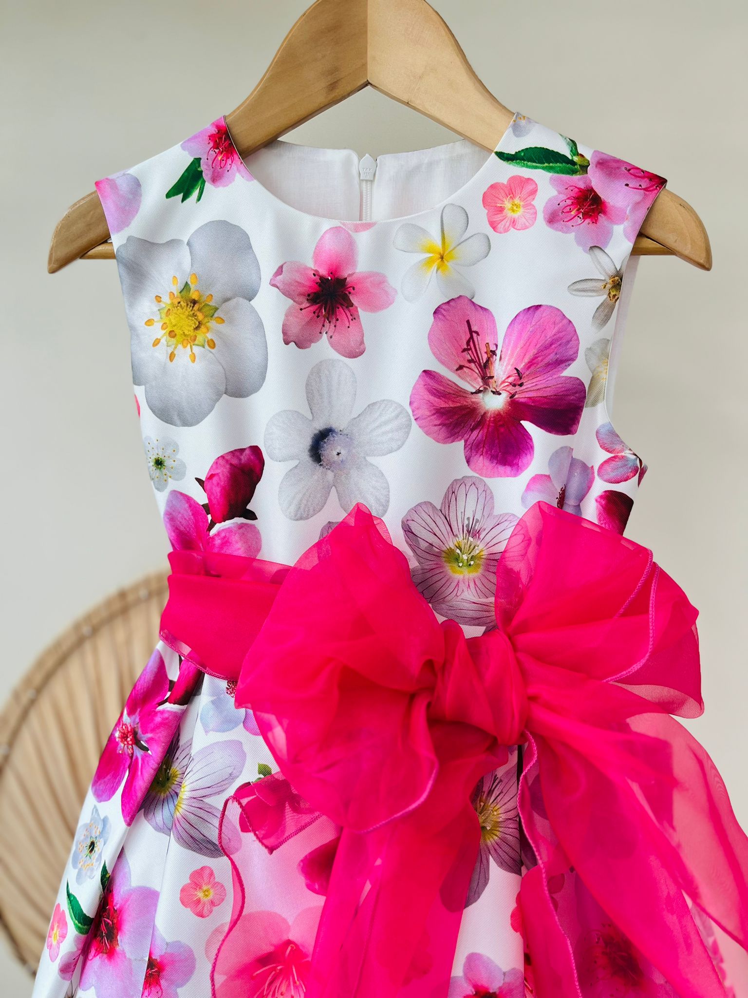 ABITO CERIMONIALE FLOREALE FUCSIA - Noi da piccoli