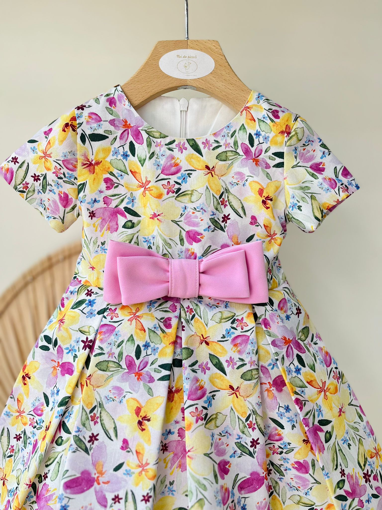 ABITO CERIMONIALE FLOREALE ROSA - Noi da piccoli