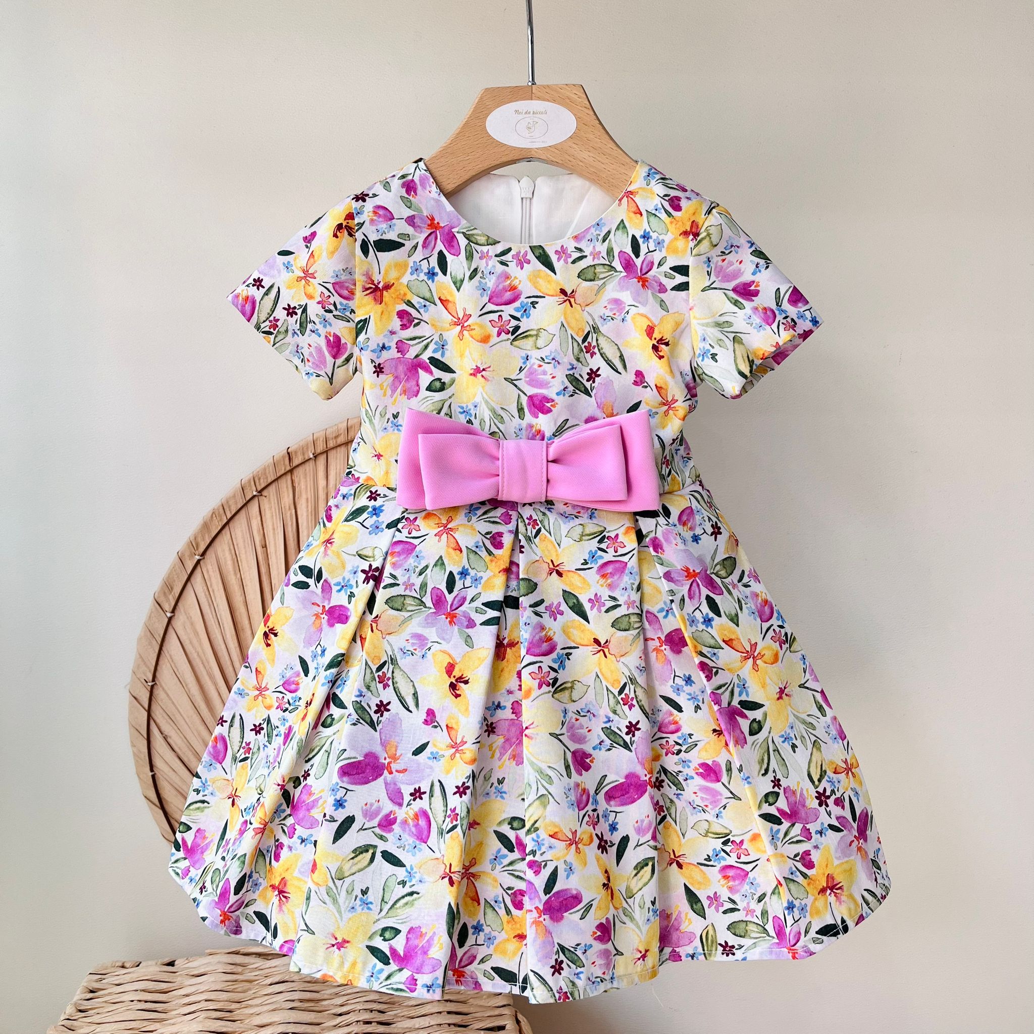 ABITO CERIMONIALE FLOREALE ROSA - Noi da piccoli