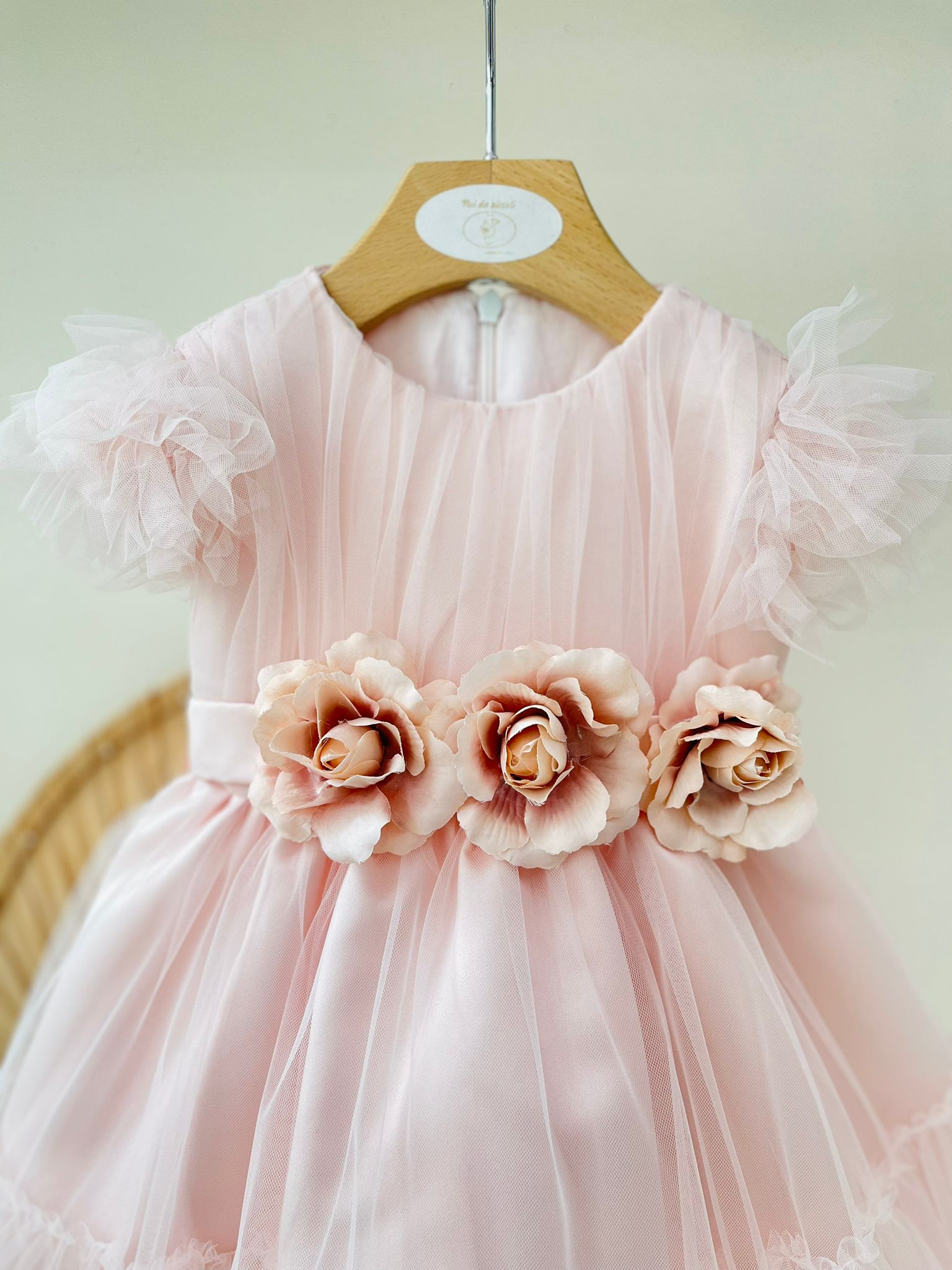 ABITO CERIMONIALE ROSA TULLE ARRICCIATO - Noi da piccoli