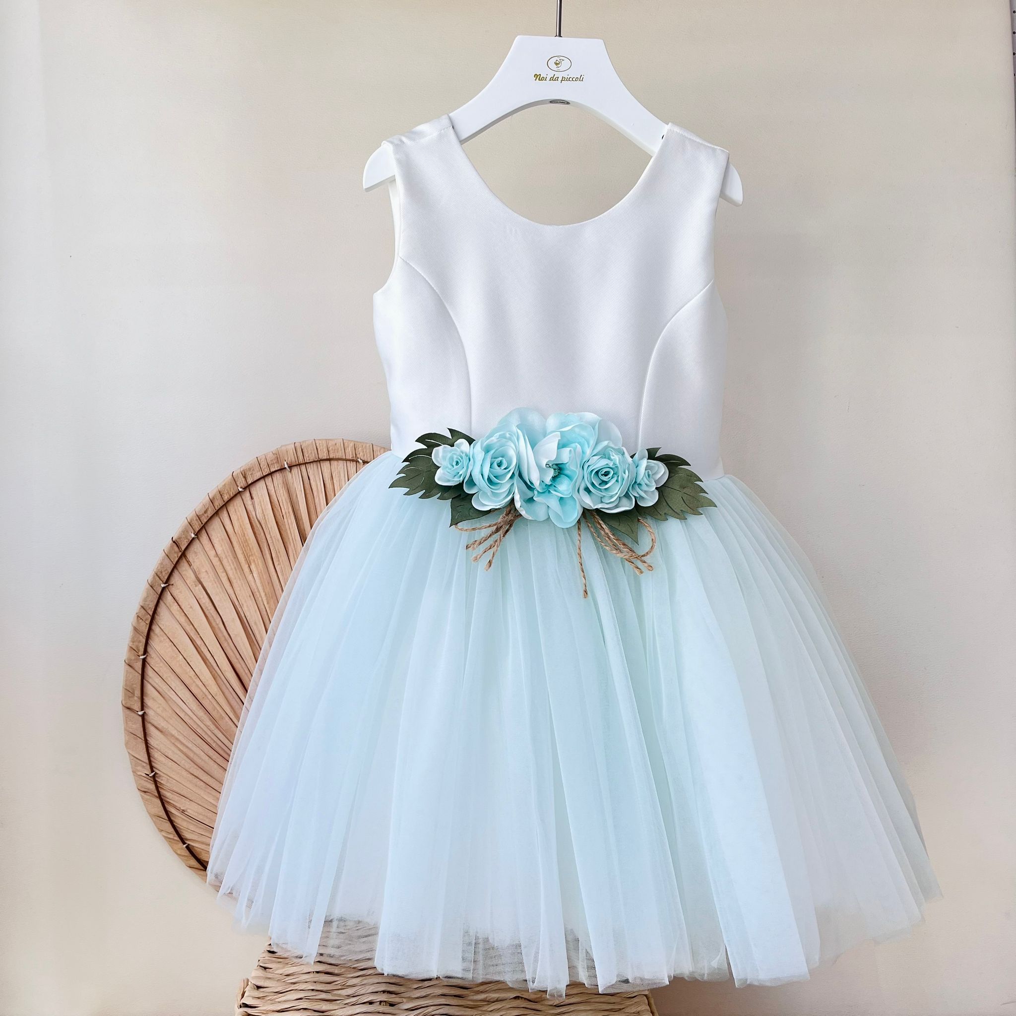 ABITO CERIMONIALE VERDE CON FIORELLINI - Noi da piccoli