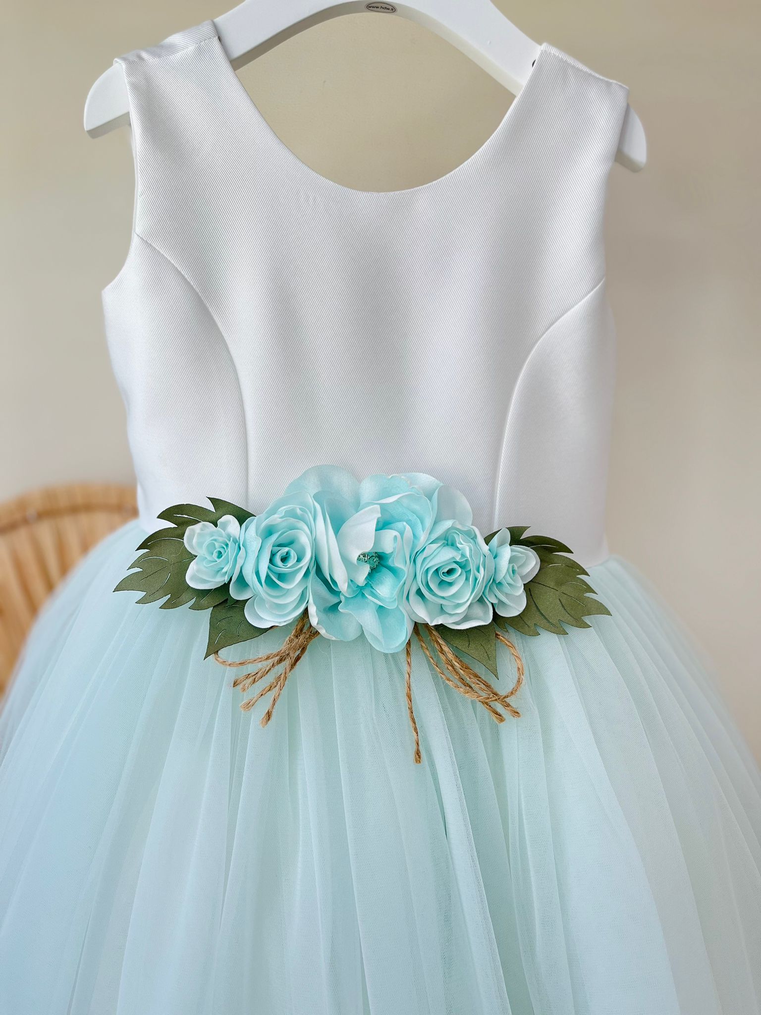 ABITO CERIMONIALE VERDE CON FIORELLINI - Noi da piccoli