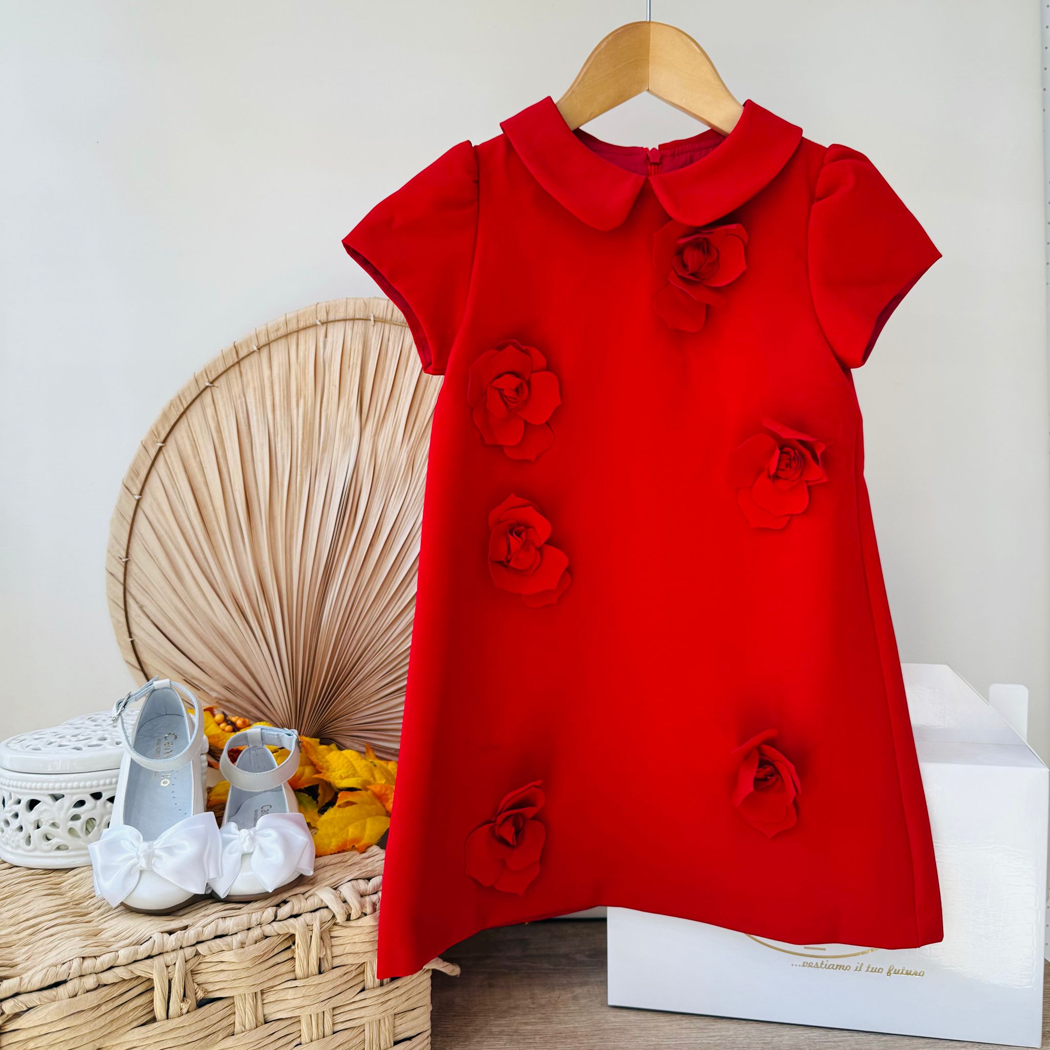 ABITO CORTO CON FIORELLINI RED - Noi da piccoli