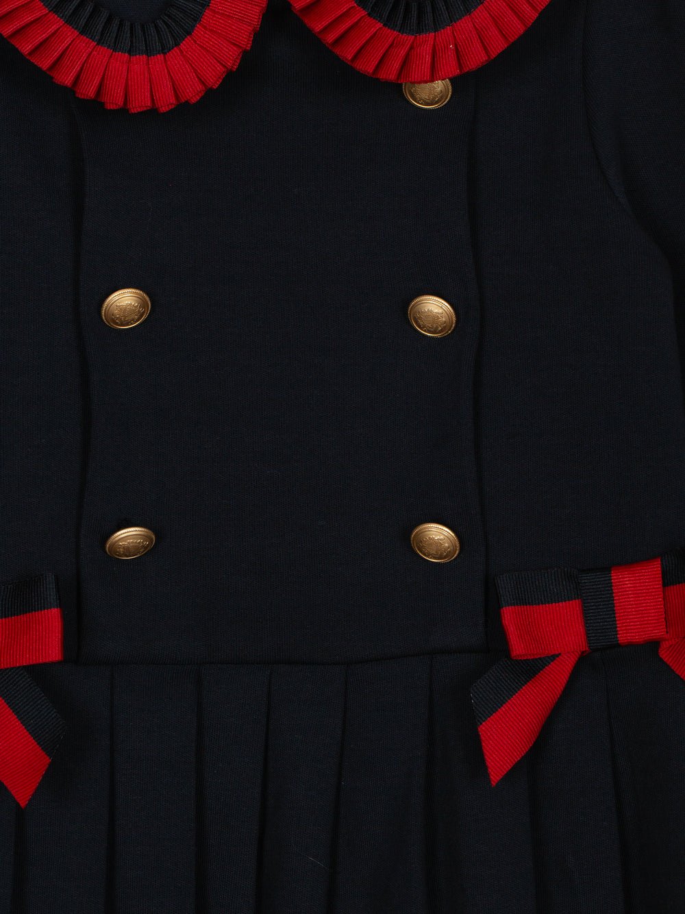 ABITO IN CALDO COTONE CON BOTTONCINI IN ORO E FIOCCHETTI MARINO - Noi da piccoli