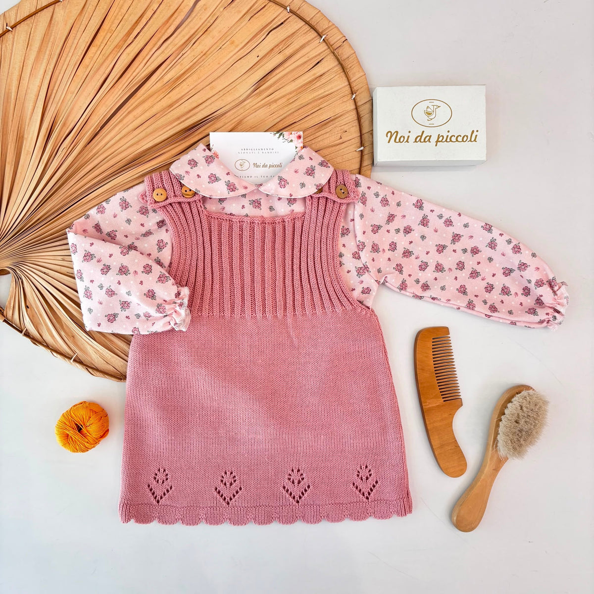 ABITO in filato caldo e caldo cotone ROSA - Noi da piccoli