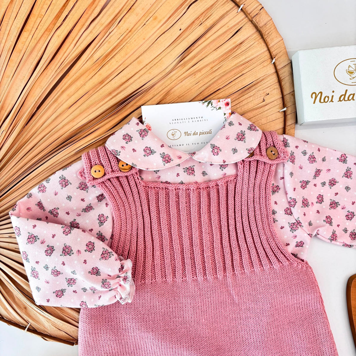 ABITO in filato caldo e caldo cotone ROSA - Noi da piccoli
