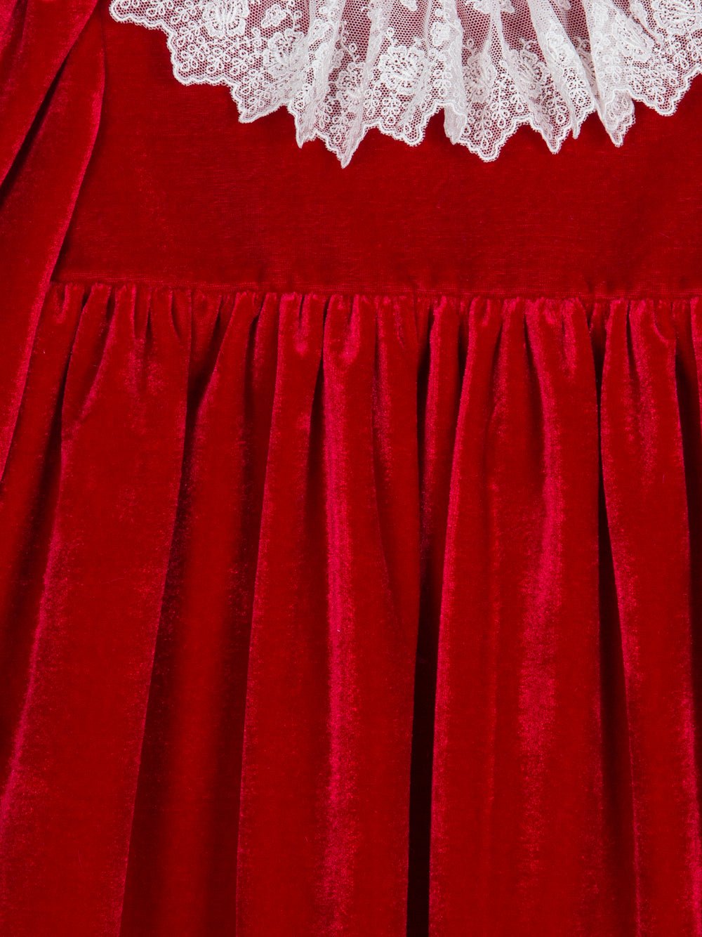 ABITO IN VELLUTO CLASSICO CON COLLETTO IN PIZZO RED - Noi da piccoli