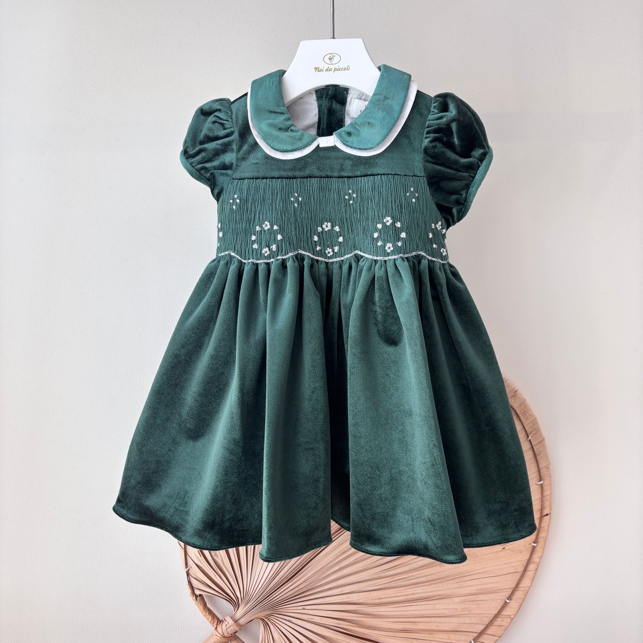 ABITO MATHILDEIN VELLUTO VERDE - Noi da piccoli
