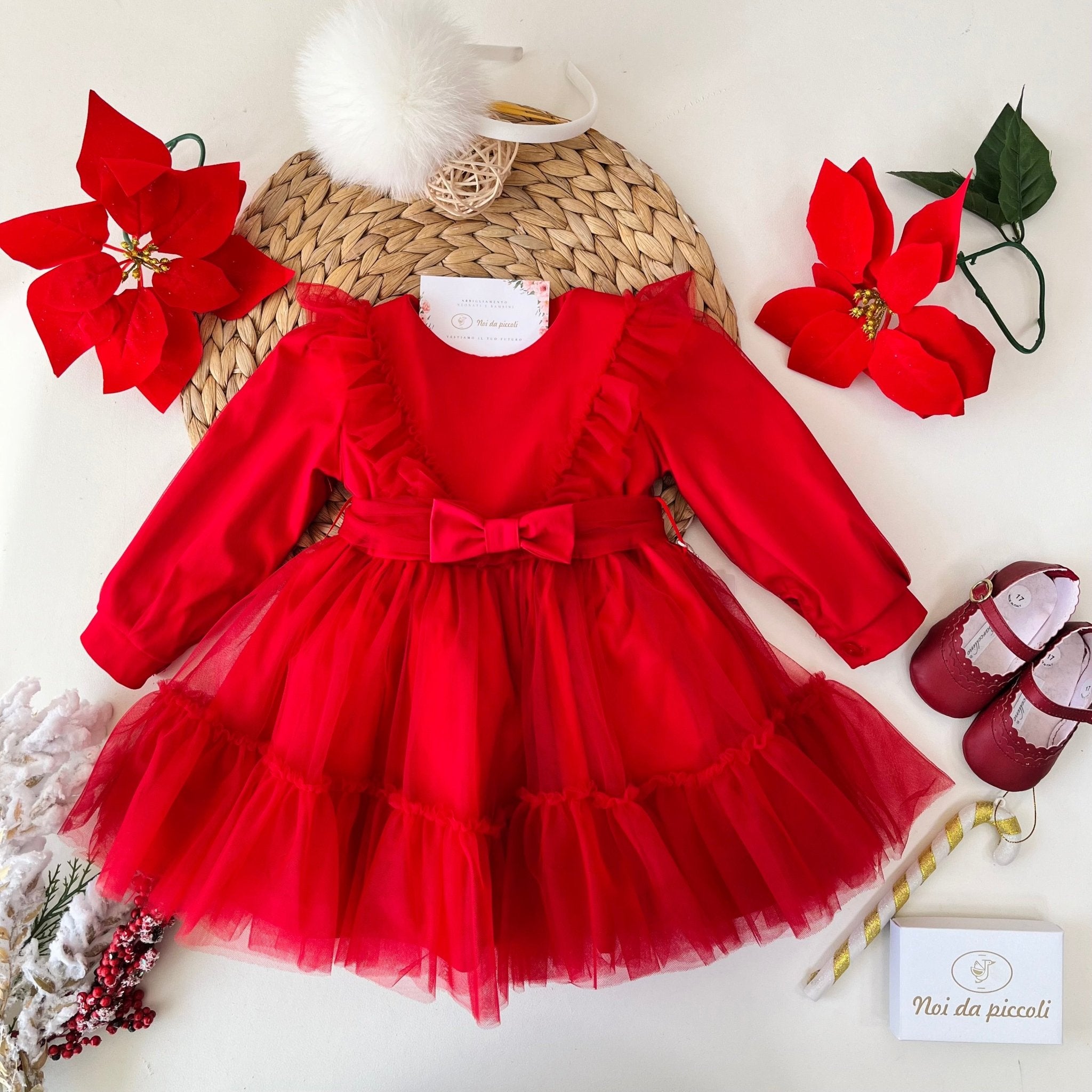 ABITO TULLE ROSSO CON FIOCCO - Noi da piccoli