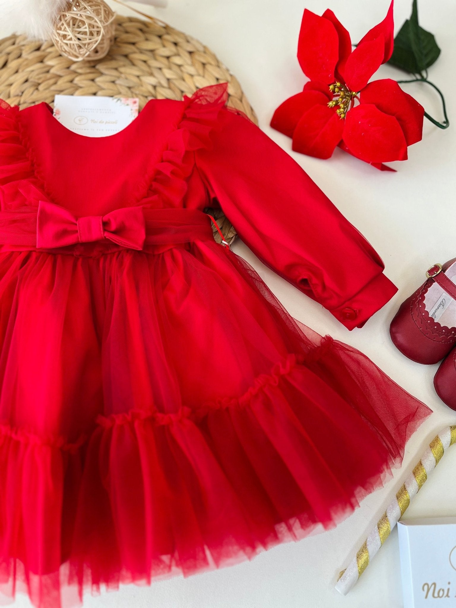 ABITO TULLE ROSSO CON FIOCCO - Noi da piccoli