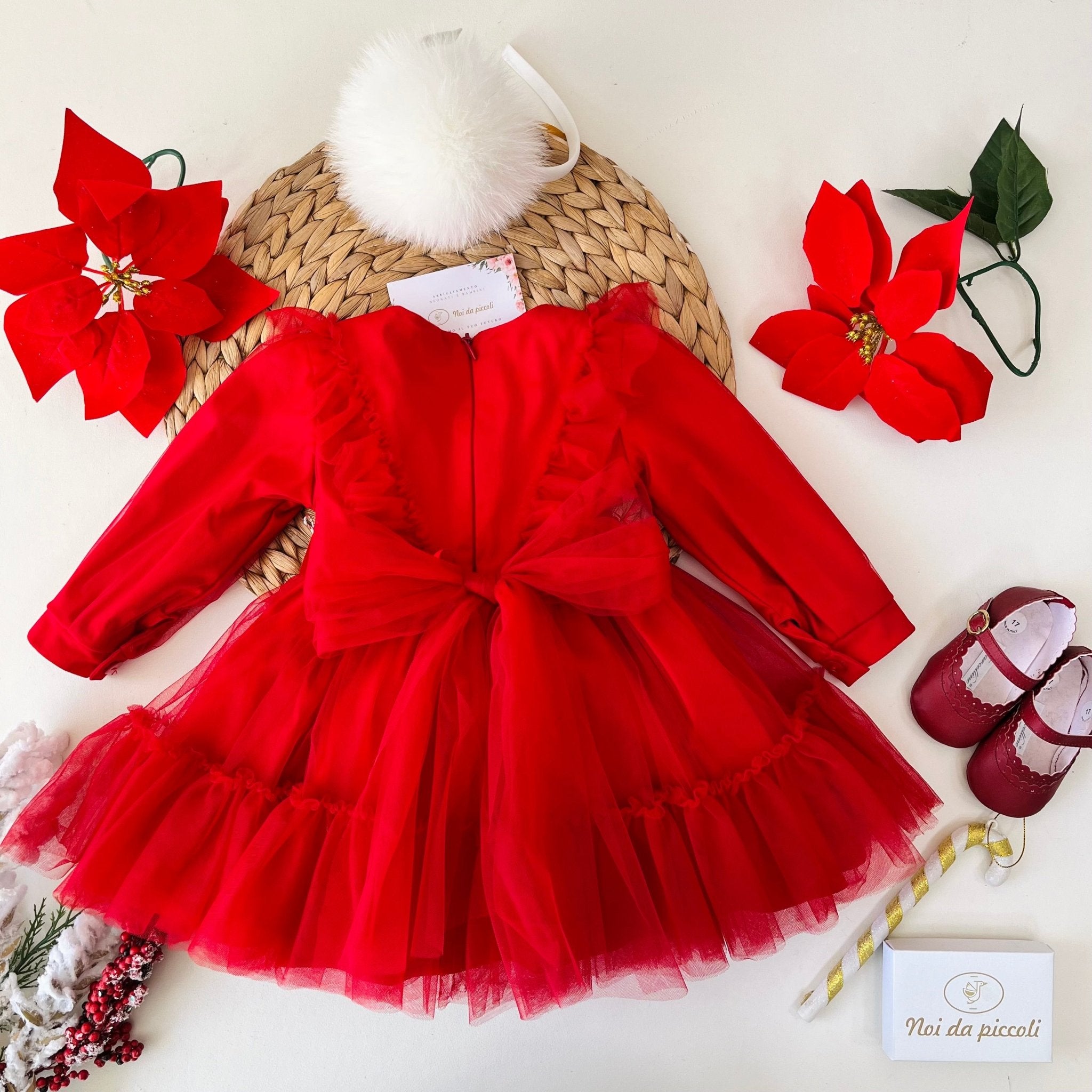 ABITO TULLE ROSSO CON FIOCCO - Noi da piccoli