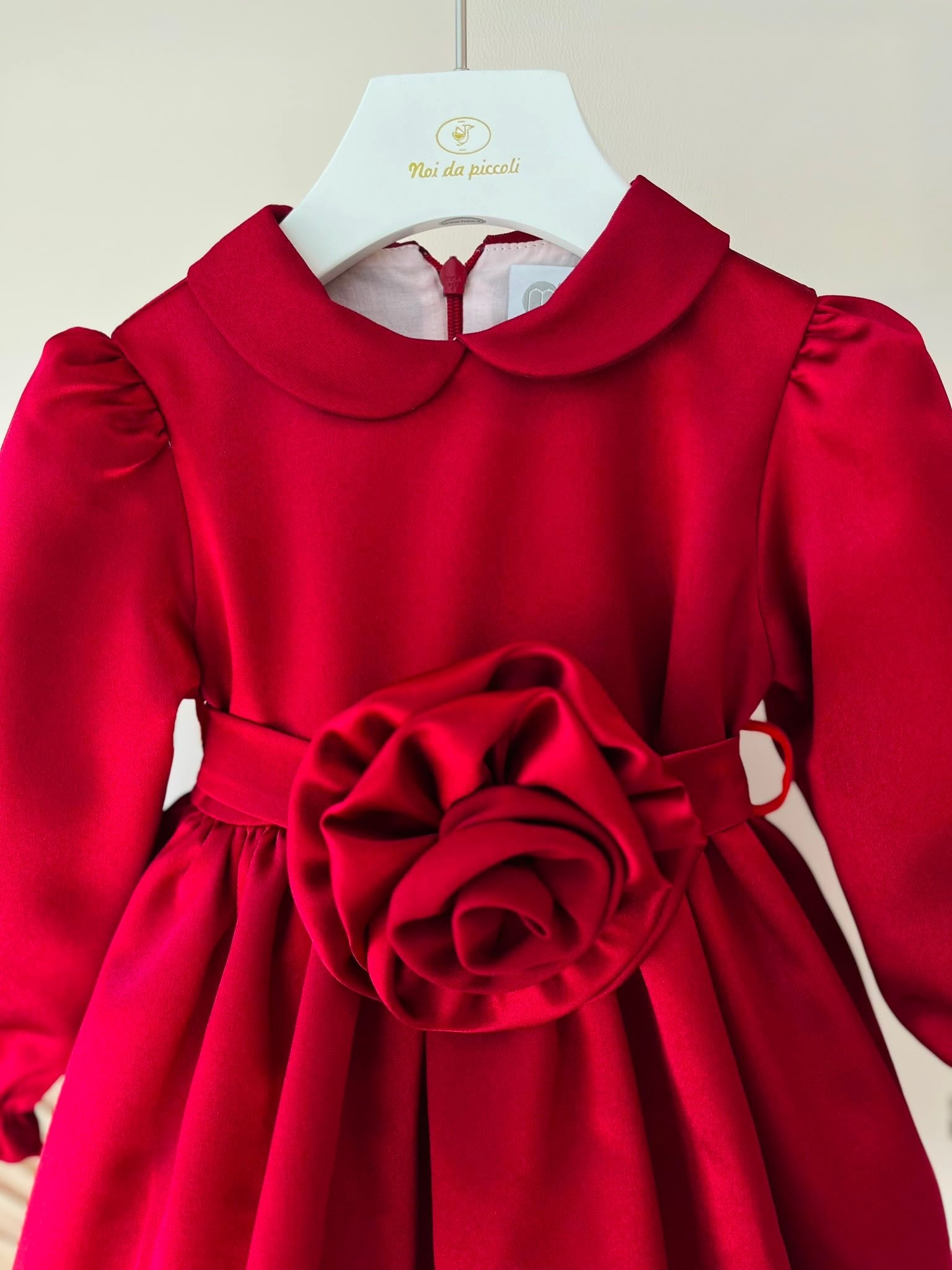 ABITO VELLUTO CON FIORE BORDEAUX - Noi da piccoli