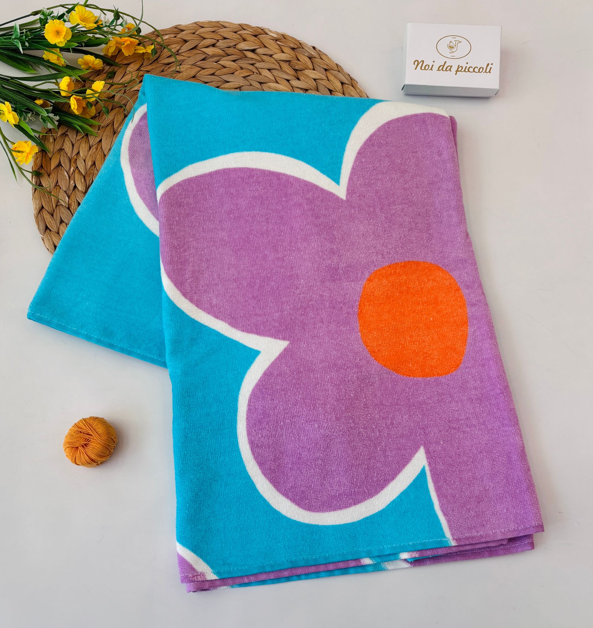 ASCIUGAMANO MARE CON DISEGNINI VIOLA - Noi da piccoli