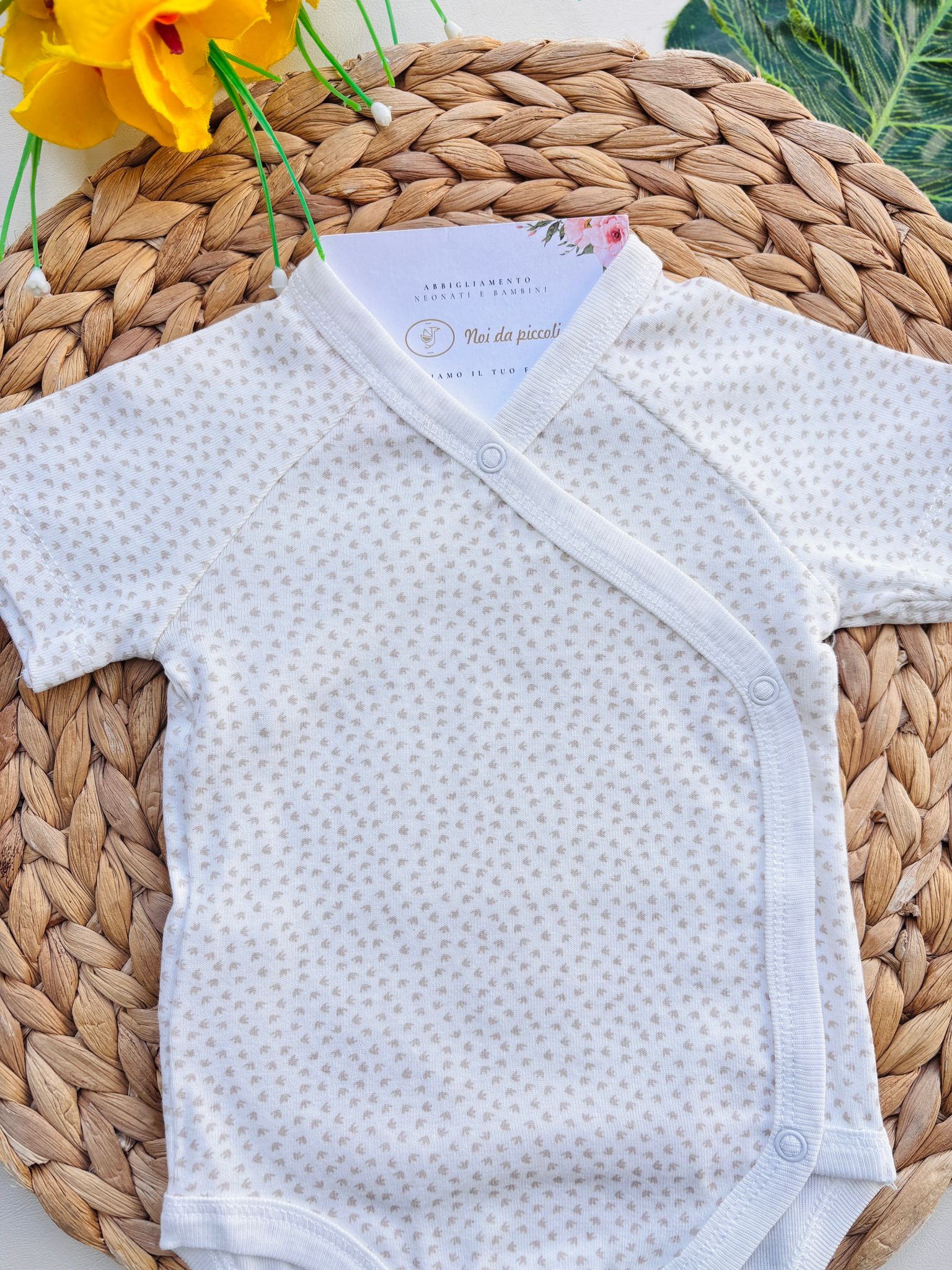 BODY IN COTONE ANTIPANICO CON DISEGNINI  BIANCO BEIGE