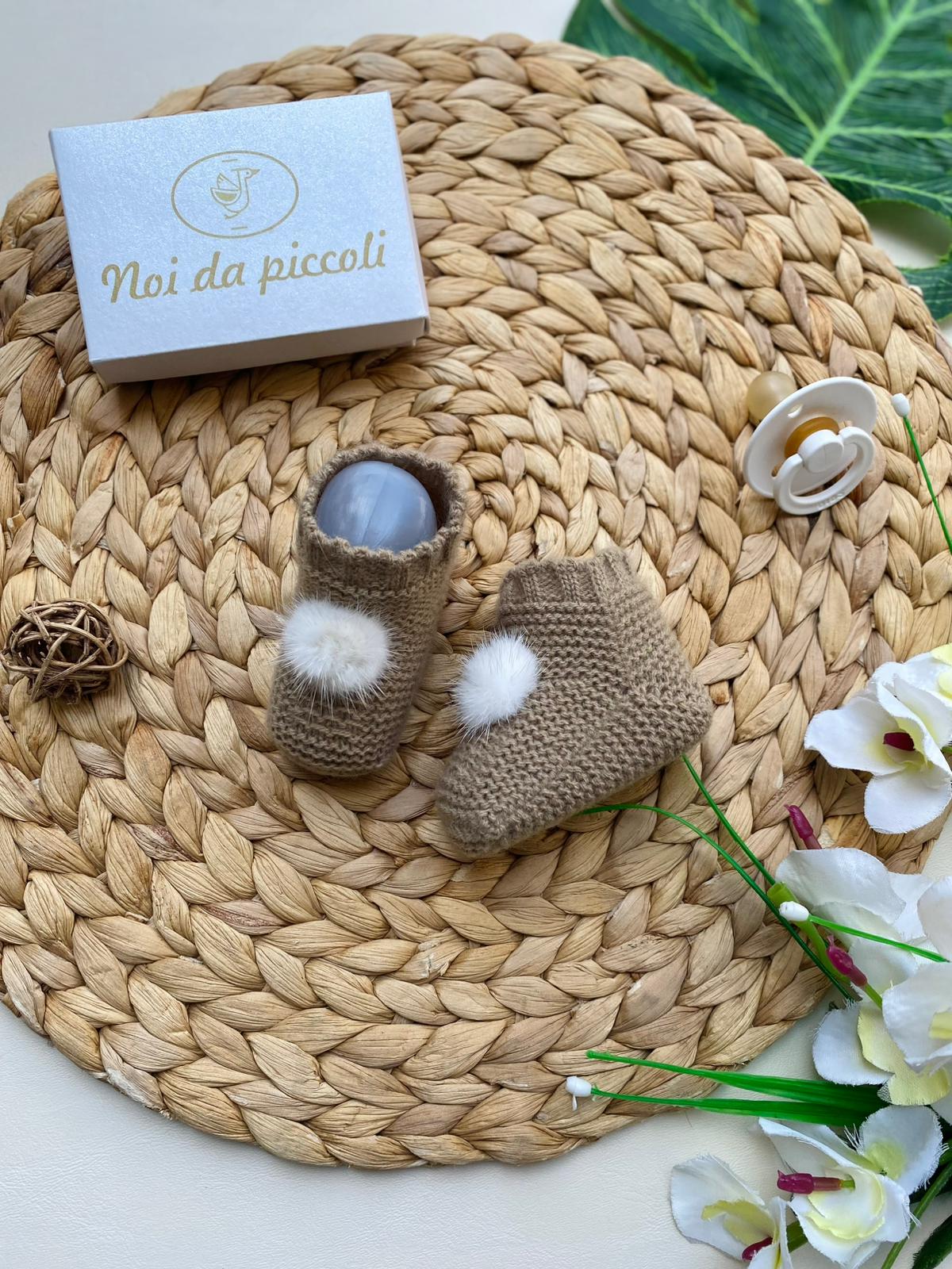 BABBUCCE IN FILATO CALDO FILATO CALDO BEIGE - Noi da piccoli