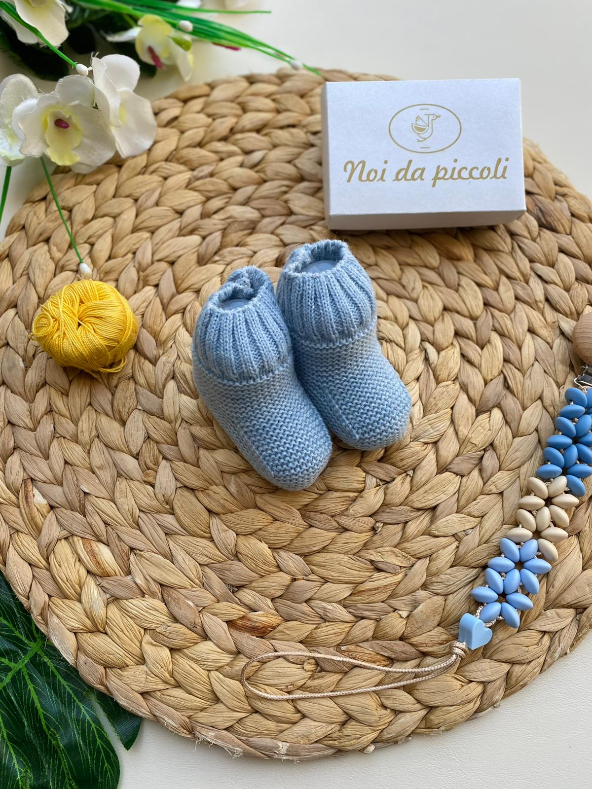 BABBUCCE IN FILATO CALDO FILATO CALDO cielo - Noi da piccoli