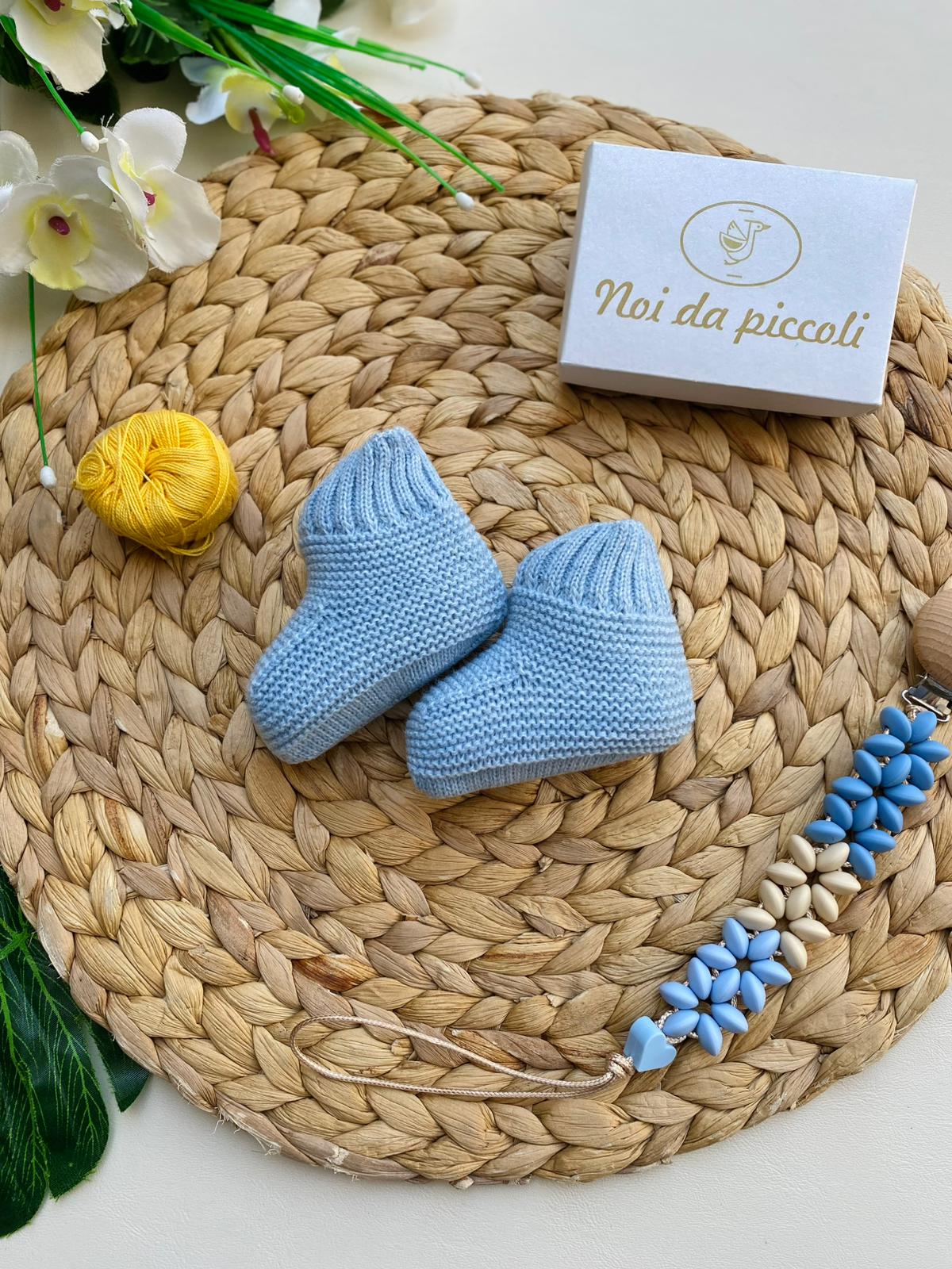 BABBUCCE IN FILATO CALDO FILATO CALDO cielo - Noi da piccoli