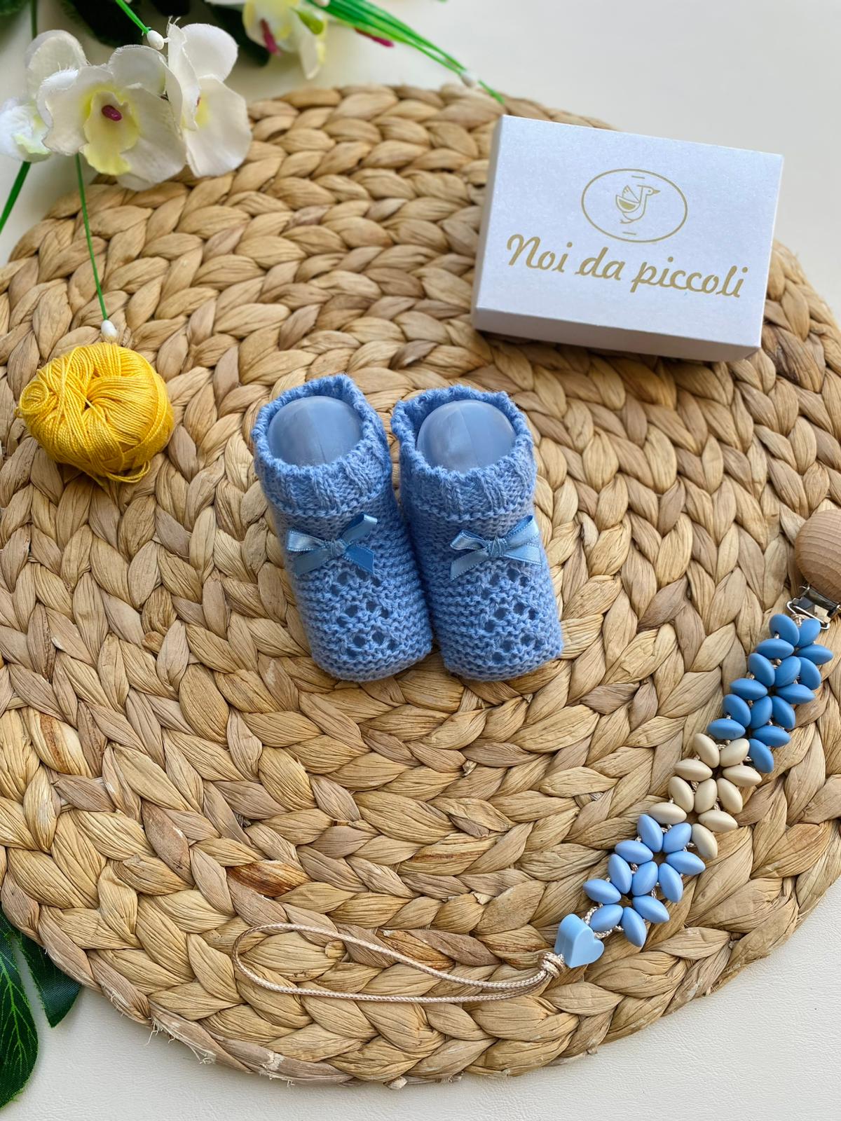 BABBUCCE IN FILATO CALDO FILATO CALDO COBALTO - Noi da piccoli