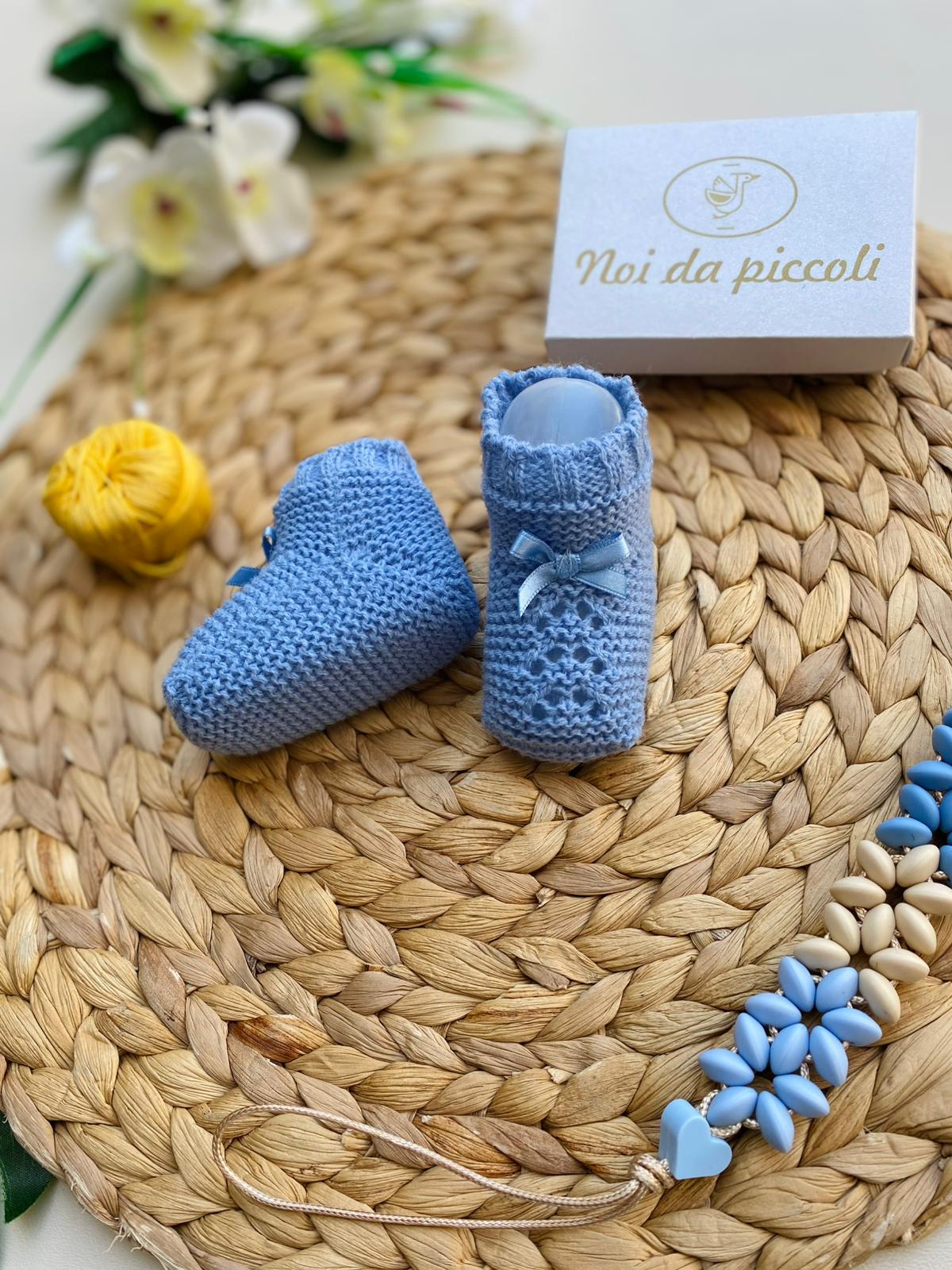 BABBUCCE IN FILATO CALDO FILATO CALDO COBALTO - Noi da piccoli