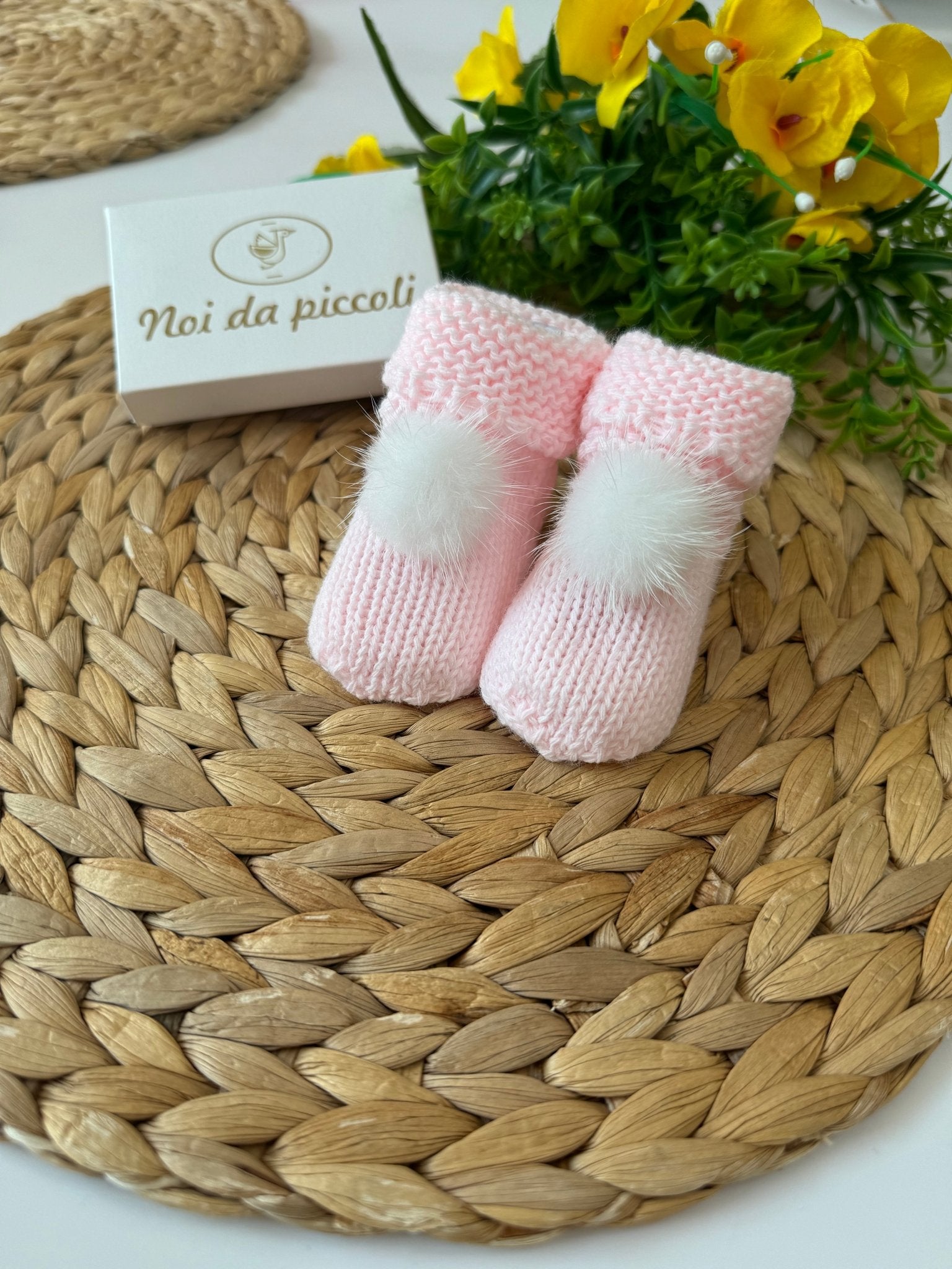 BABBUCCE ROSA BABY CON PON POM BIANCO - Noi da piccoli