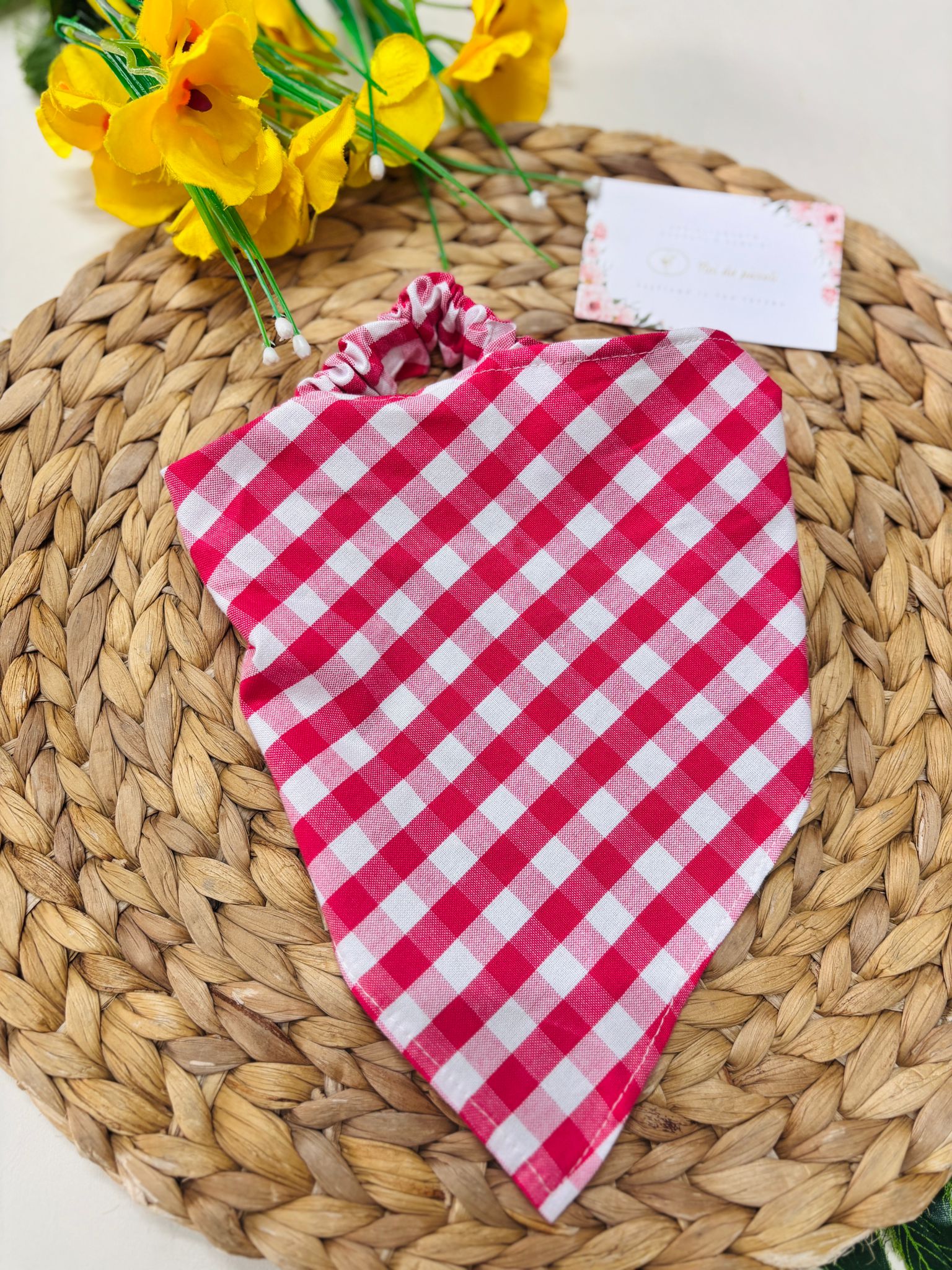 BANDANA IN COTONE A QUADRONI ROSSO - Noi da piccoli