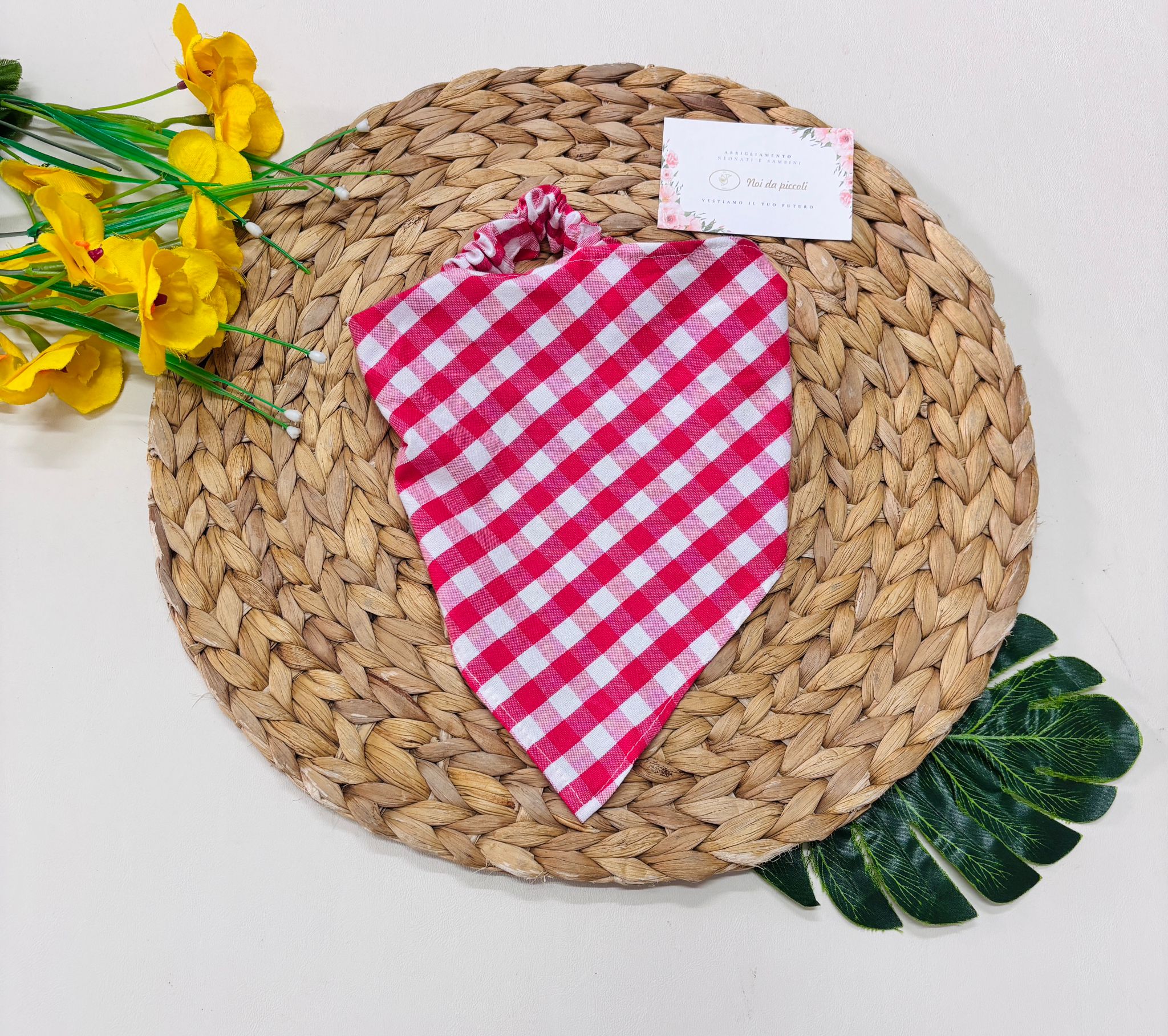 BANDANA IN COTONE A QUADRONI ROSSO - Noi da piccoli