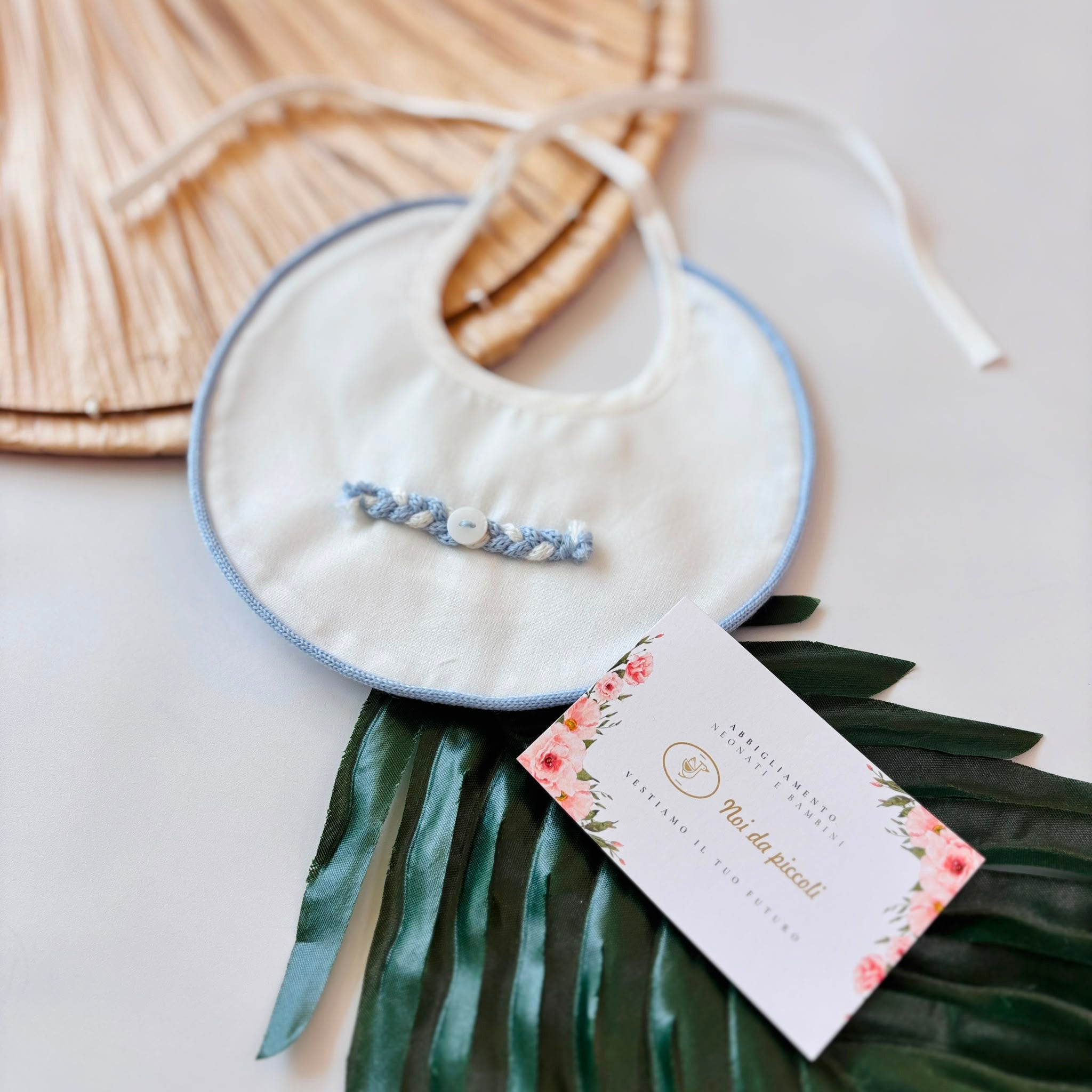 BAVETTA 100 % COTONE BIANCO INTRECCIO - Noi da piccoli