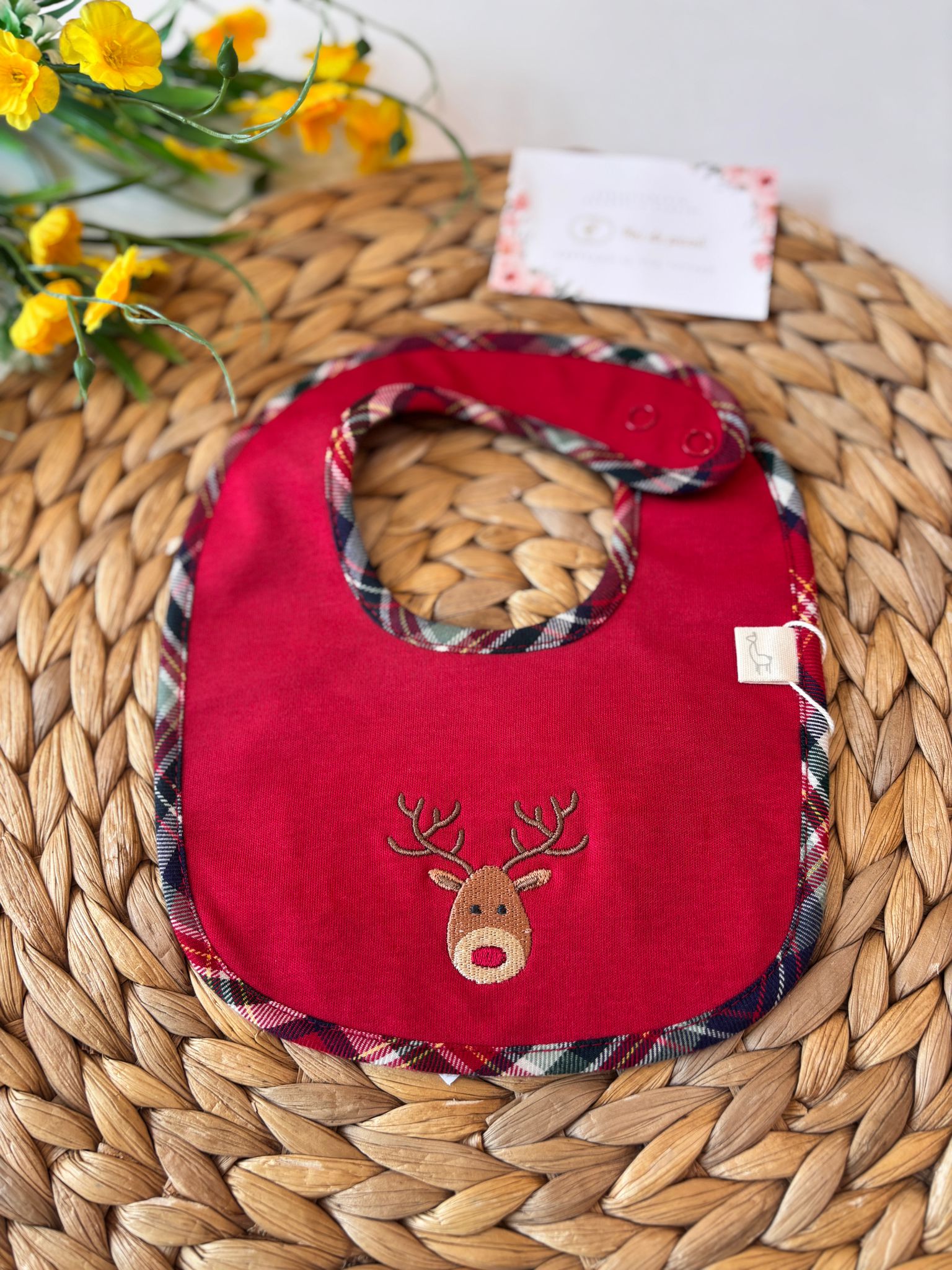 BAVETTA 100 % COTONE ROSSO RUDOLF - Noi da piccoli