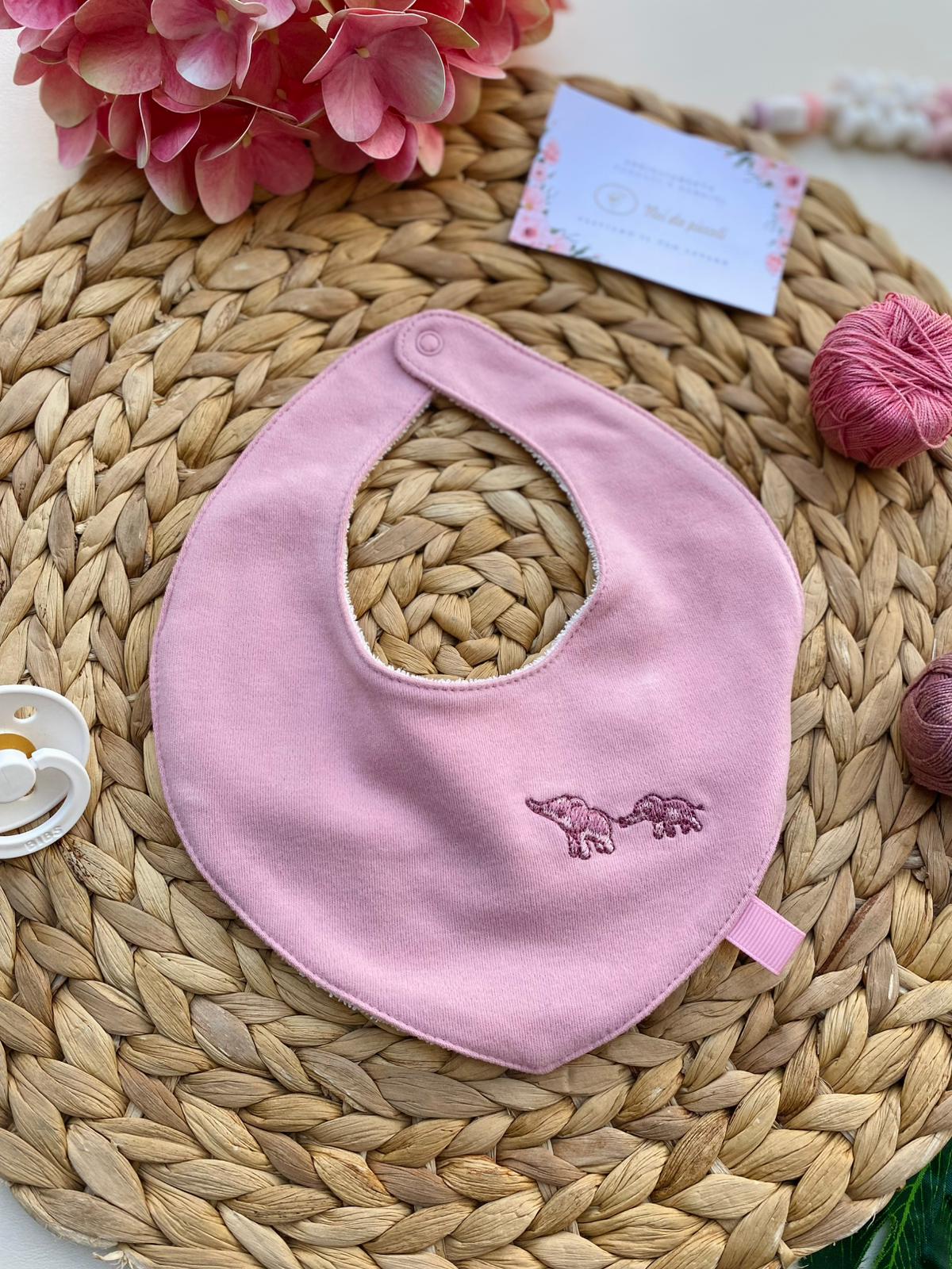 BAVETTA CON ELEFANTINI FILATO CALDO ROSA - Noi da piccoli