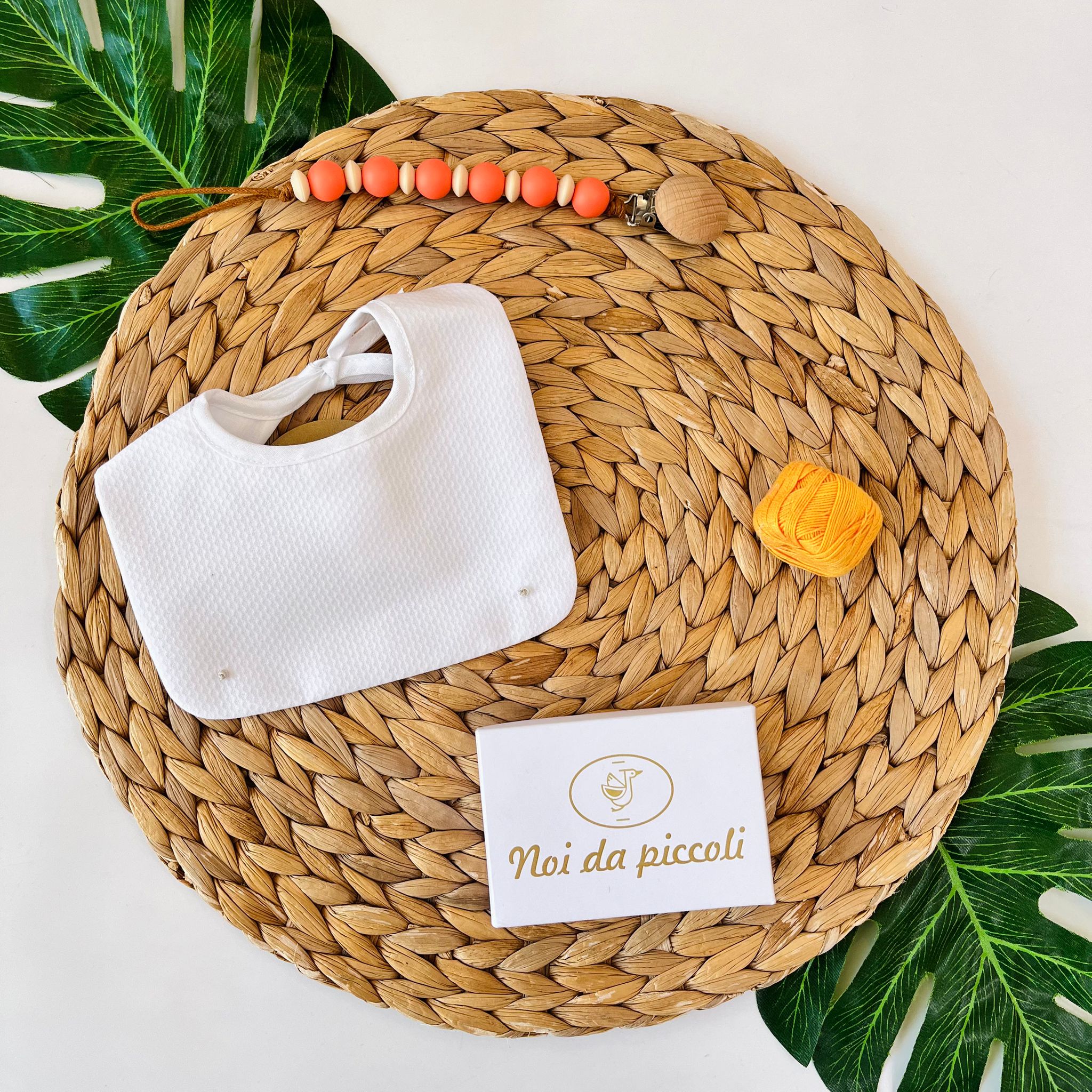 BAVETTA CON NODINI 100% COTONE PIQUET BIANCO - Noi da piccoli