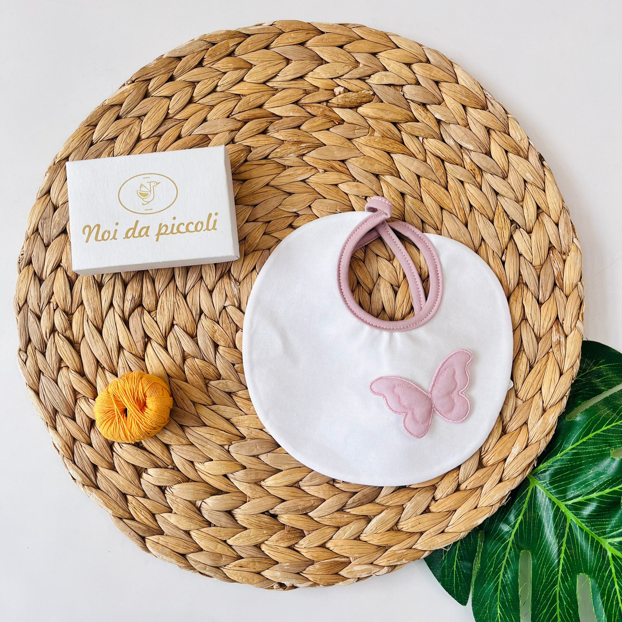 BAVETTA FARFALLA BIANCO ROSA - Noi da piccoli
