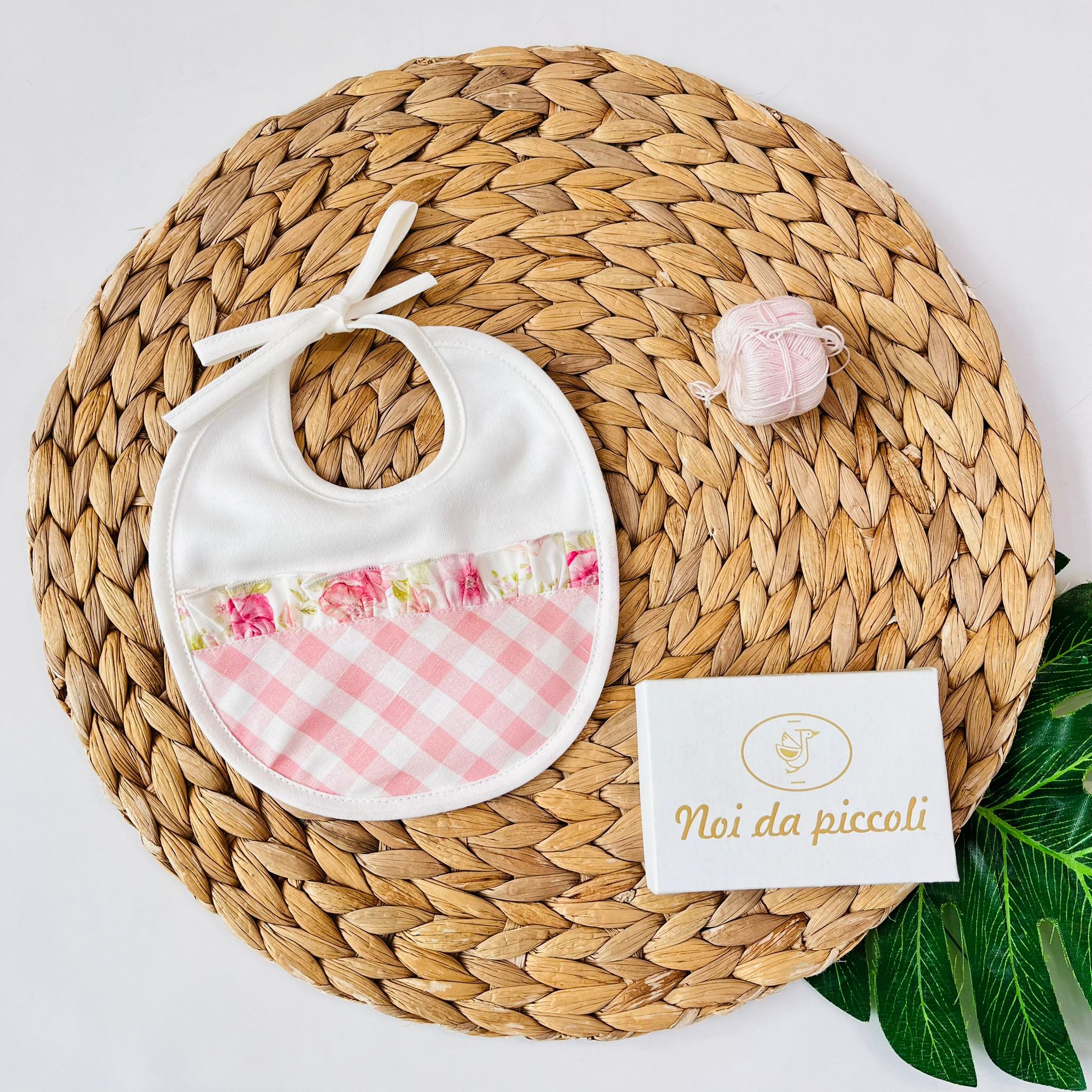 BAVETTA FLOREALE 100 % COTONE ROSA - Noi da piccoli