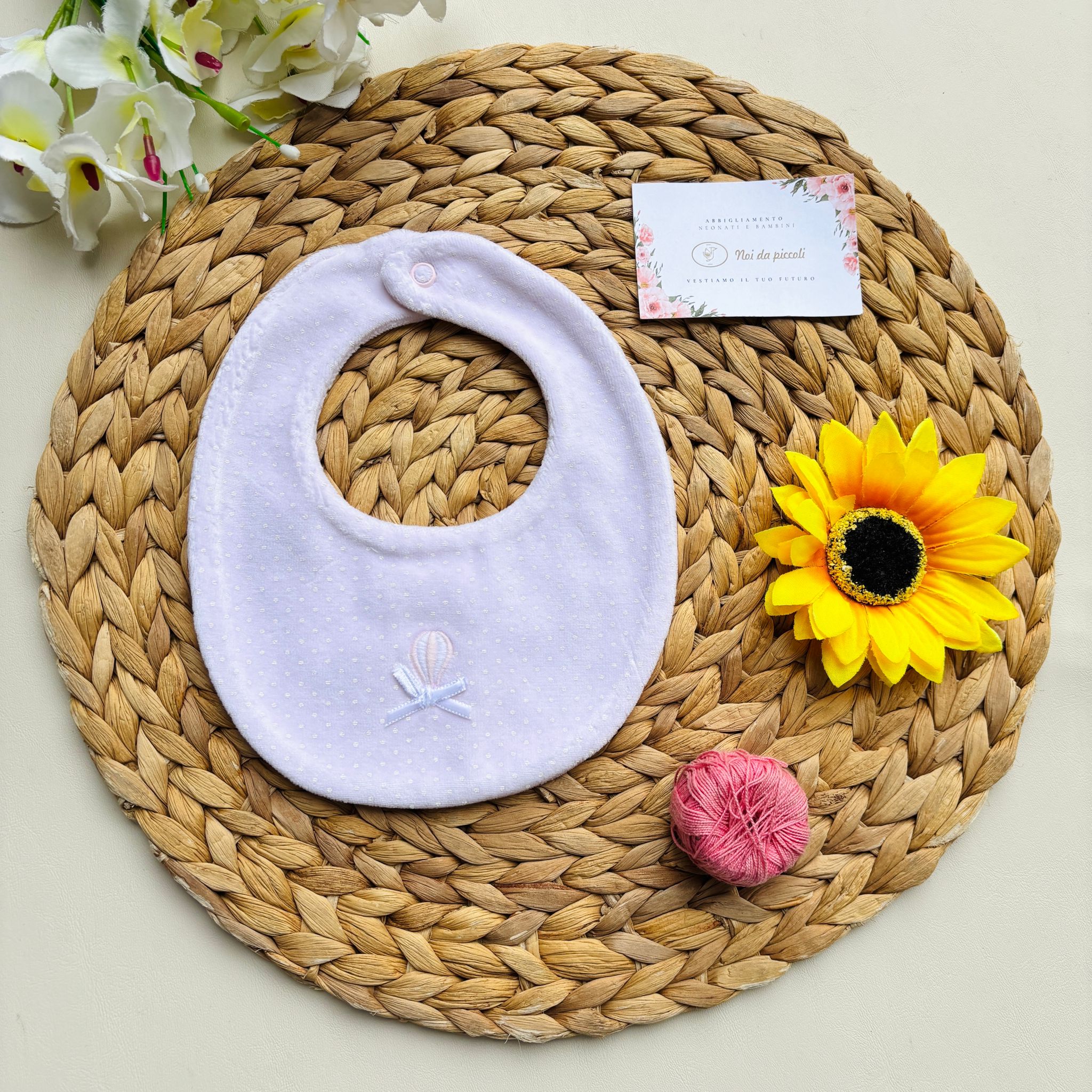 BAVETTA IN CINIGLIA A POIS E MONGOLFIERA ROSA - Noi da piccoli
