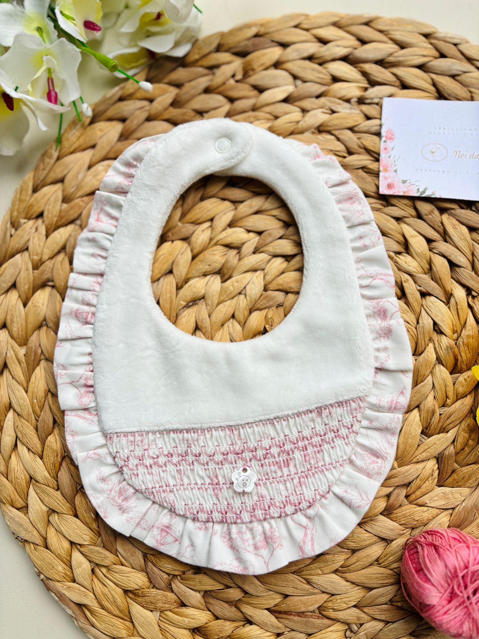 BAVETTA IN CINIGLIA BIANCO ROSA - Noi da piccoli