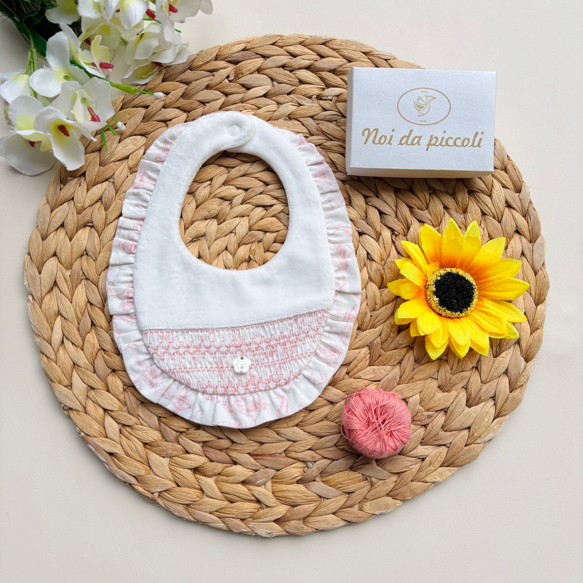 BAVETTA IN CINIGLIA BIANCO ROSA - Noi da piccoli