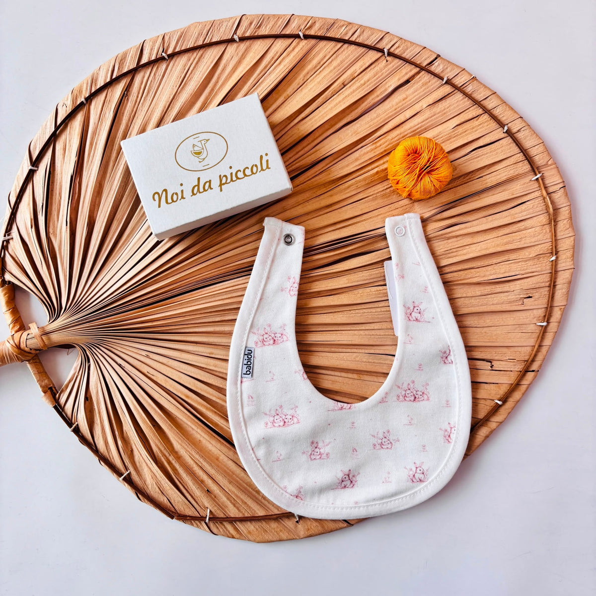 BAVETTA IN COTONE CALDO ROSA CON CONIGLIETTI - Noi da piccoli