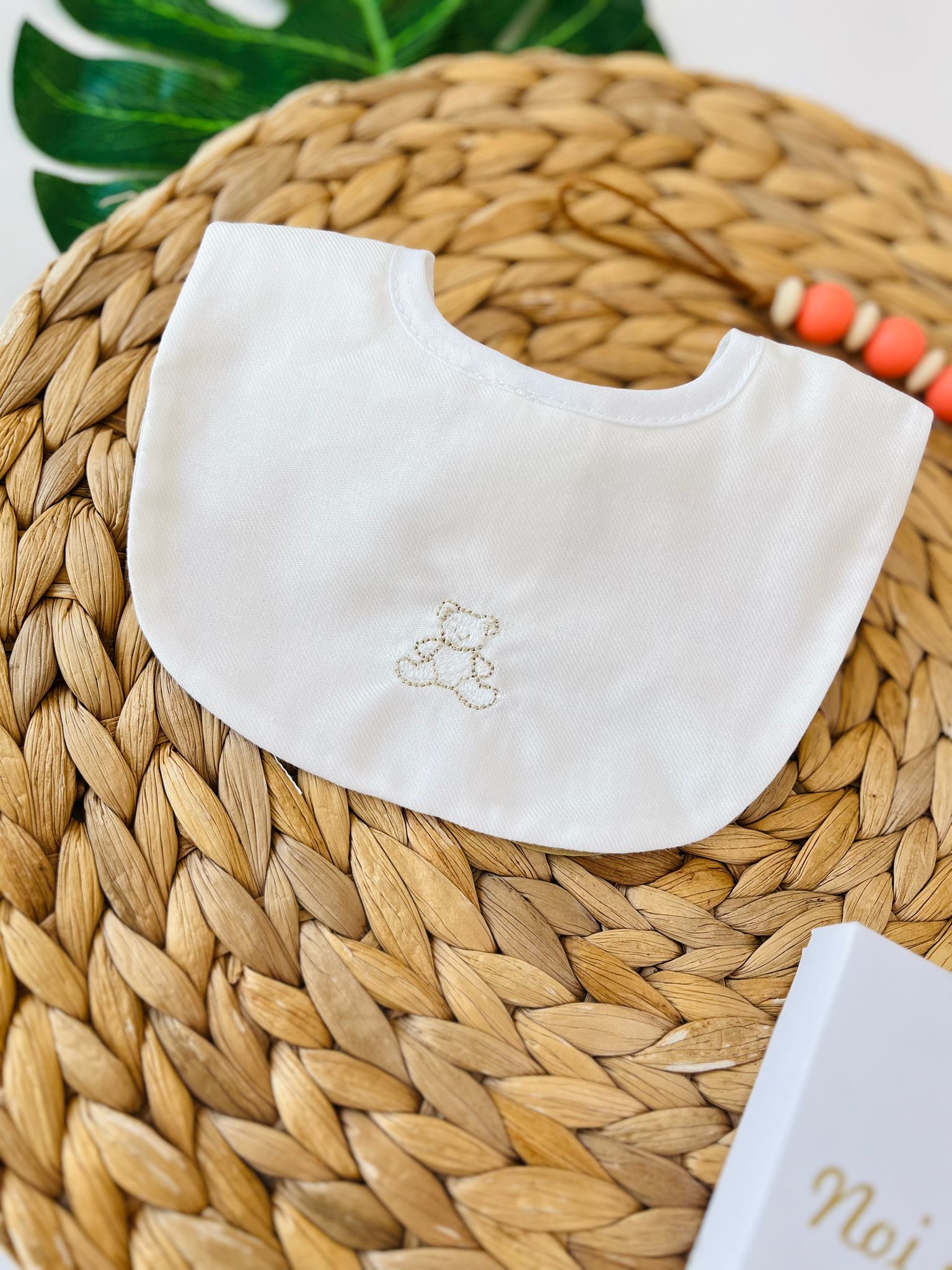 BAVETTA ORSETTO SAGOMATO Cotone PANNA TORTORA - Noi da piccoli