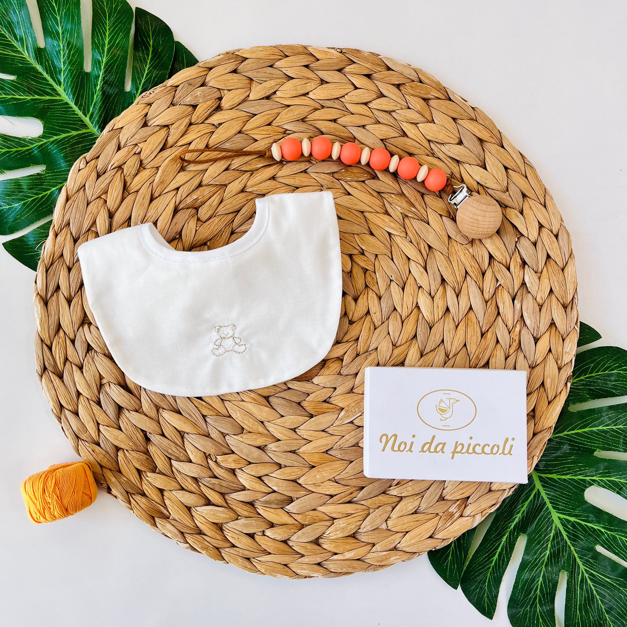 BAVETTA ORSETTO SAGOMATO Cotone PANNA TORTORA - Noi da piccoli