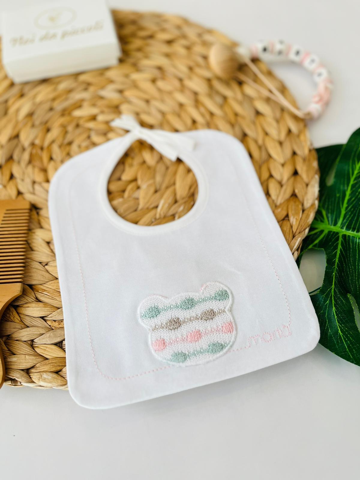 BAVETTO ORSETTO 100 % COTONE PESCO MULTICOLOR - Noi da piccoli