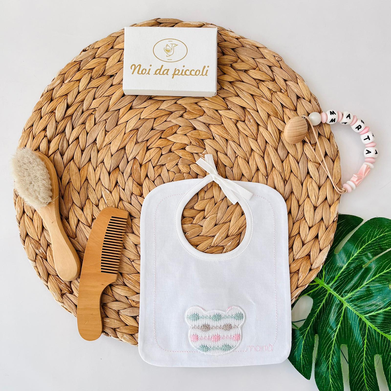 BAVETTO ORSETTO 100 % COTONE PESCO MULTICOLOR - Noi da piccoli