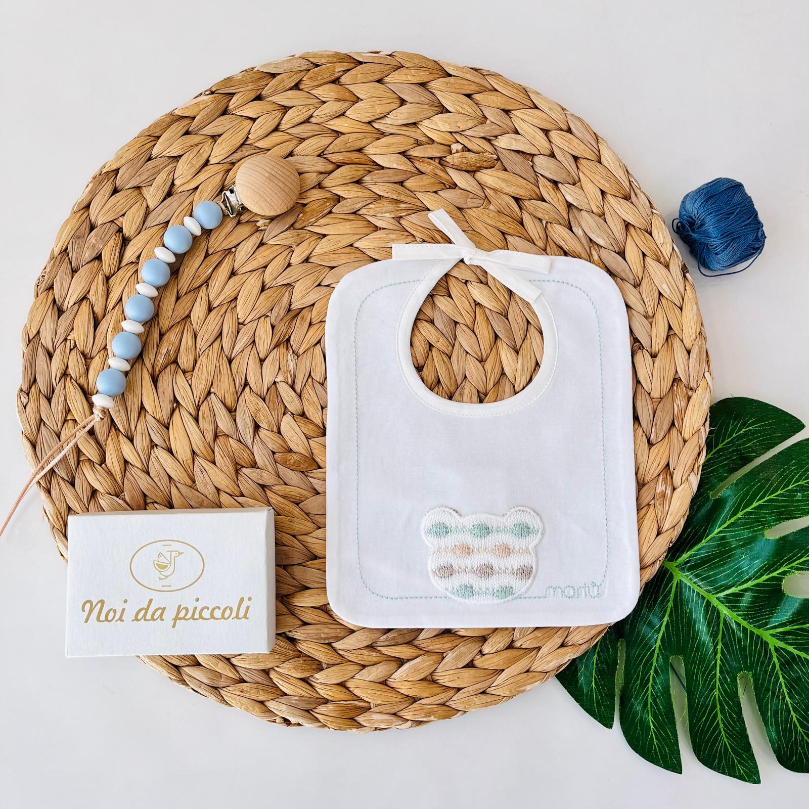 BAVETTO ORSETTO 100 % COTONE SALVIA MULTICOLOR - Noi da piccoli