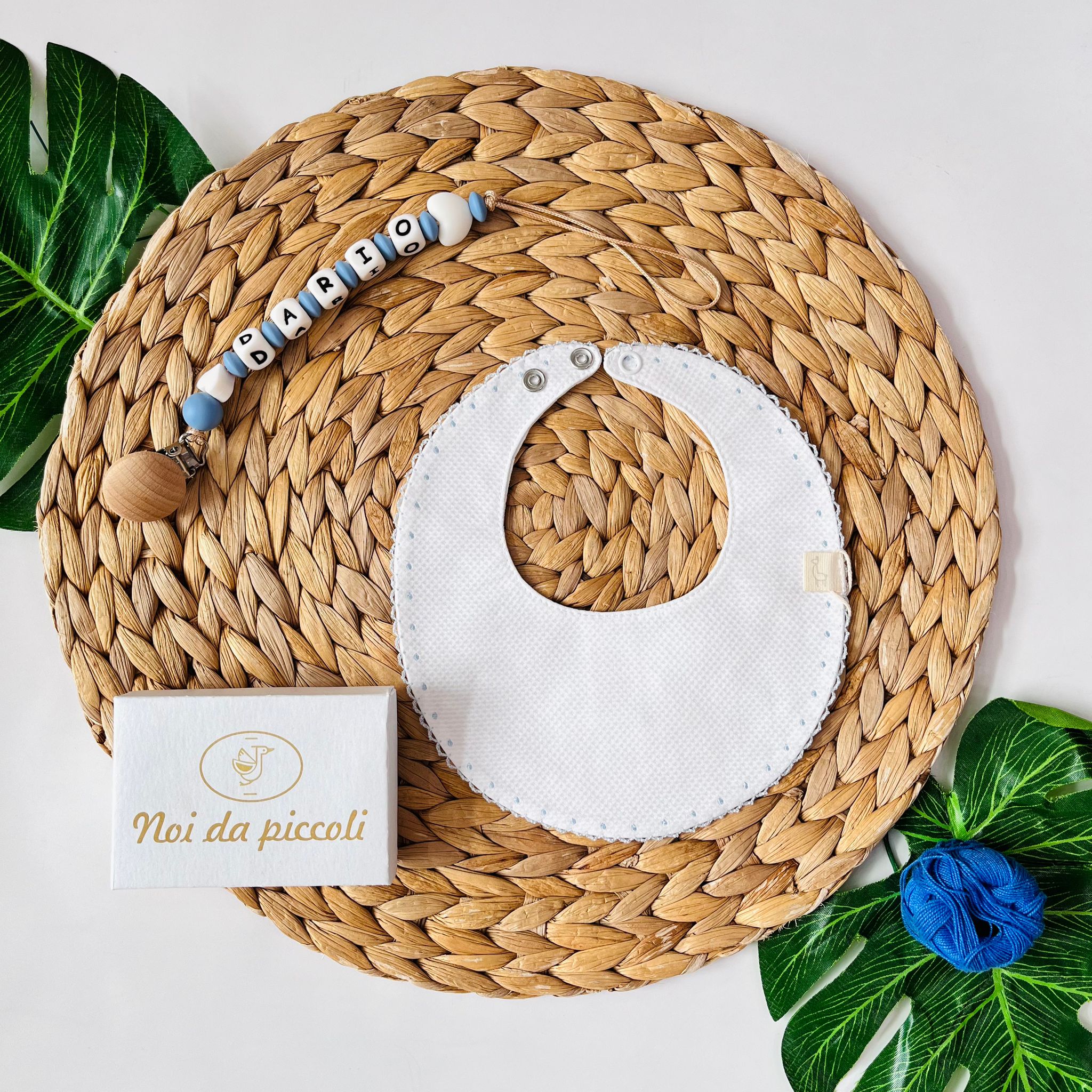 BAVETTO TONDO PUNTINATO CIELO - Noi da piccoli